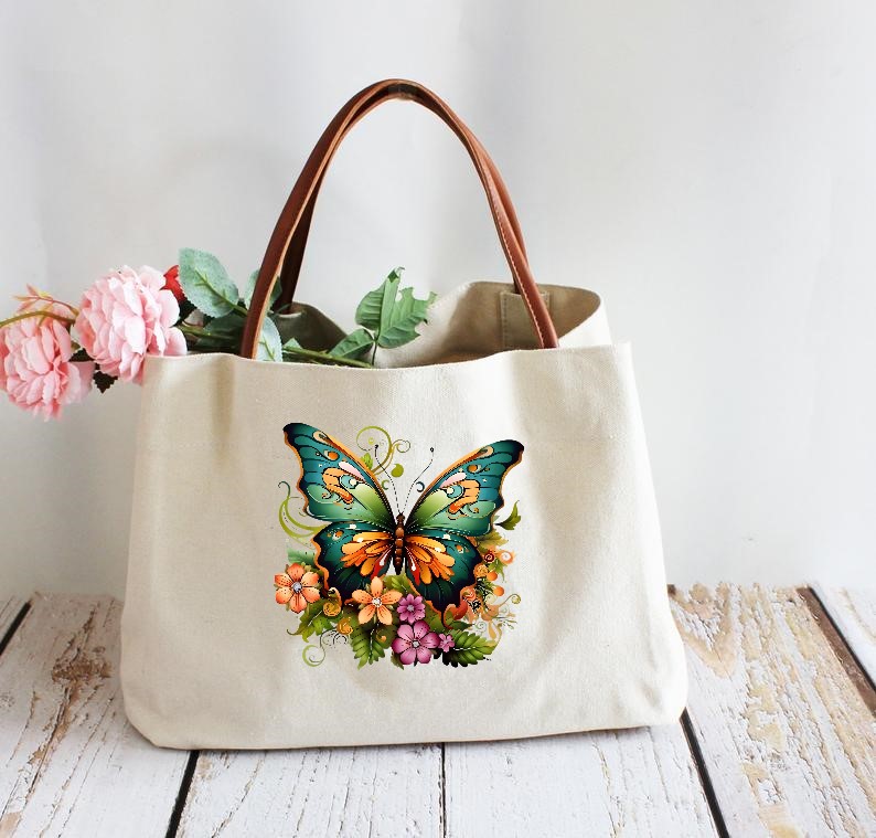 Papillon Vert Fleurs2