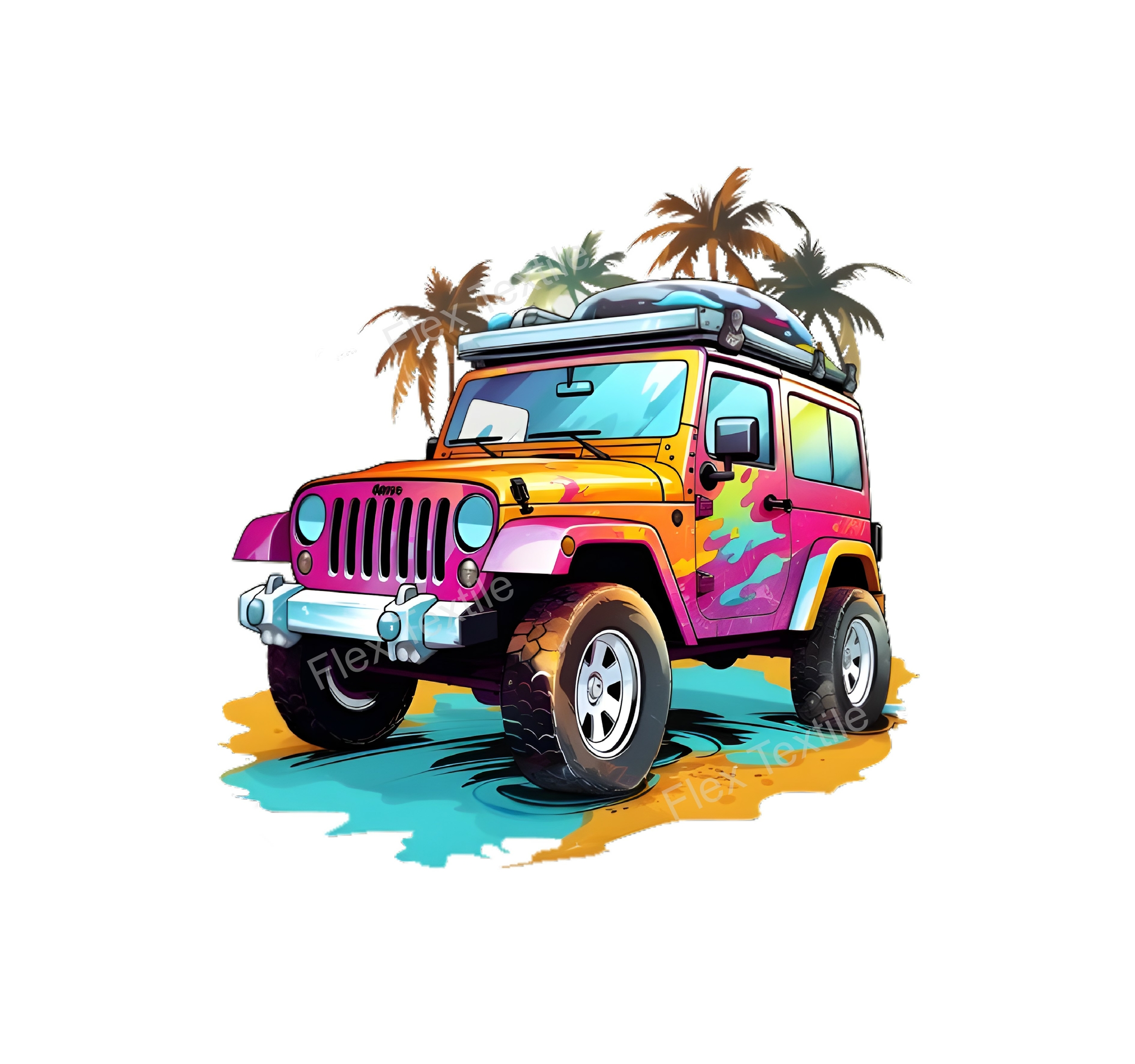4x4 voiture transfert thermocollant impression dtf flex textile