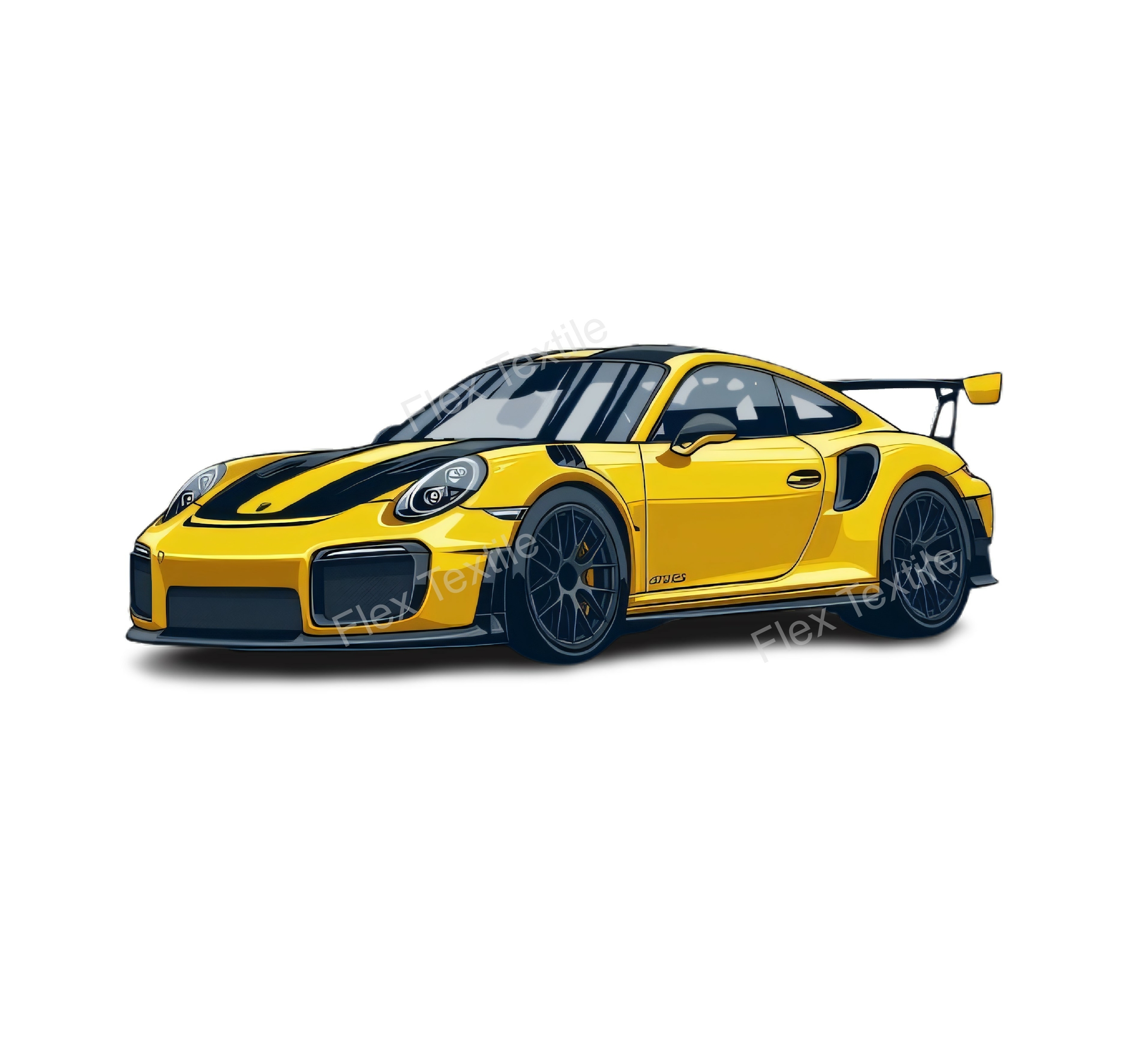 voiture jaune transfert thermocollant impression dtf flex textile