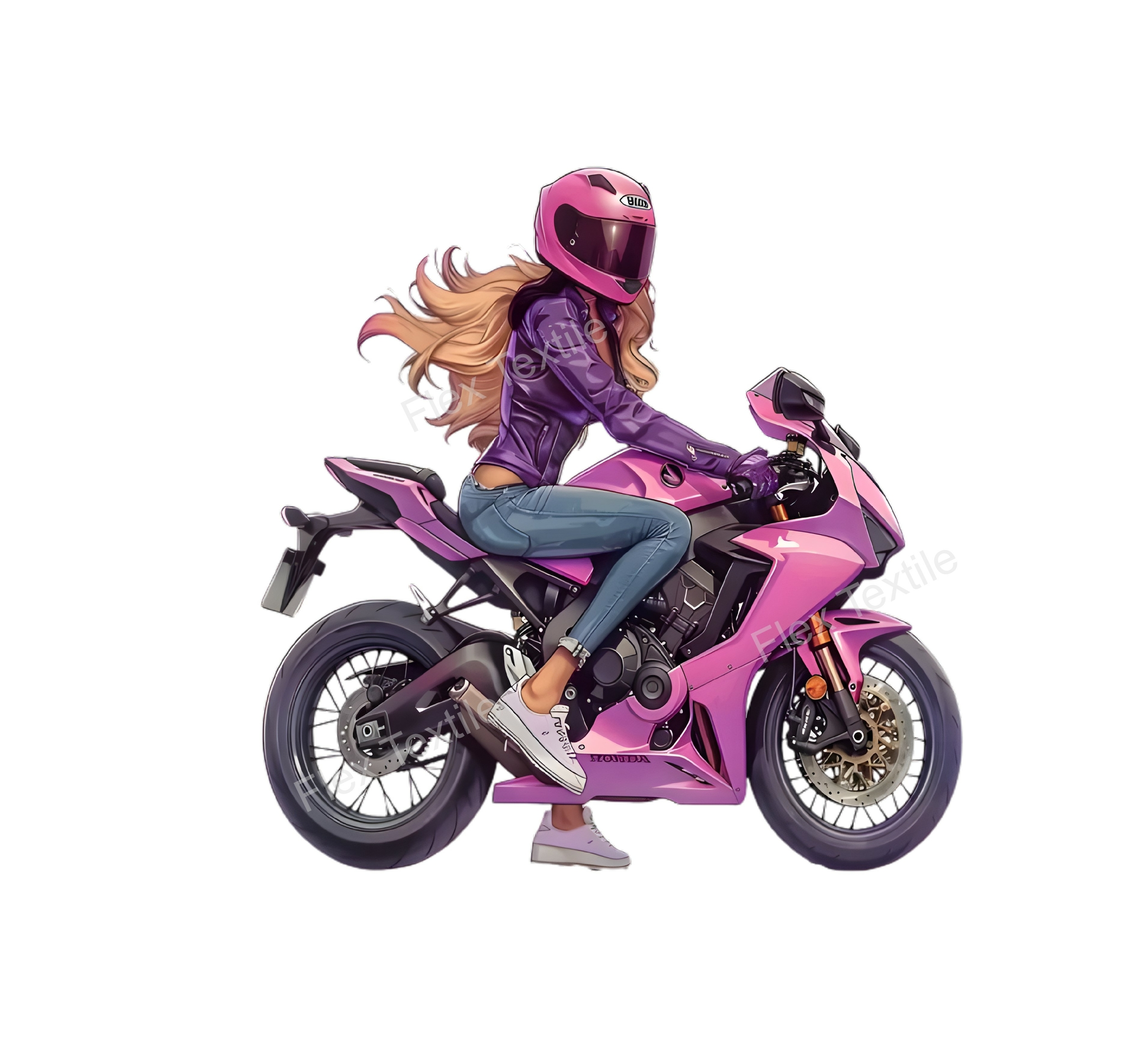 moto femme transfert thermocollant impression dtf flex textile