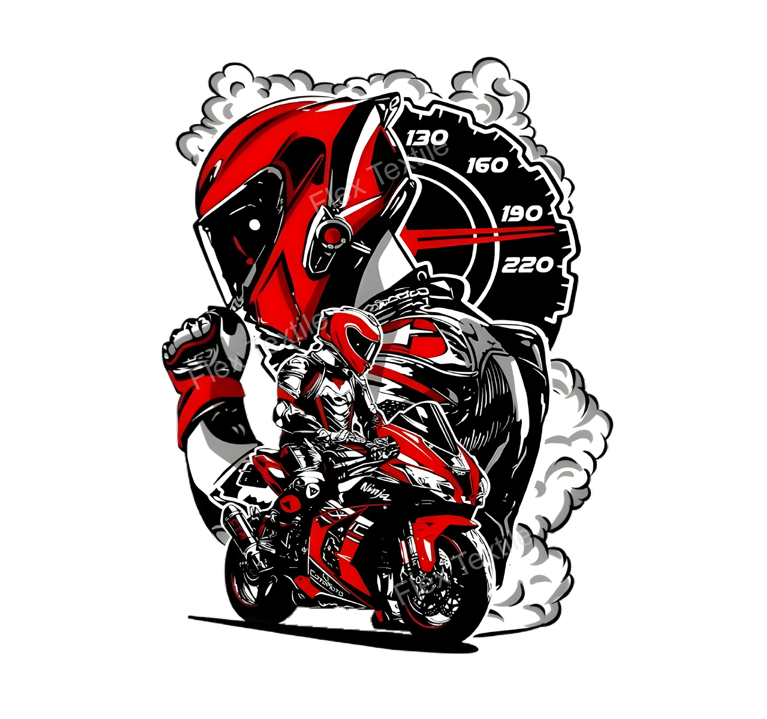 motard moto transfert thermocollant impression dtf flex textile