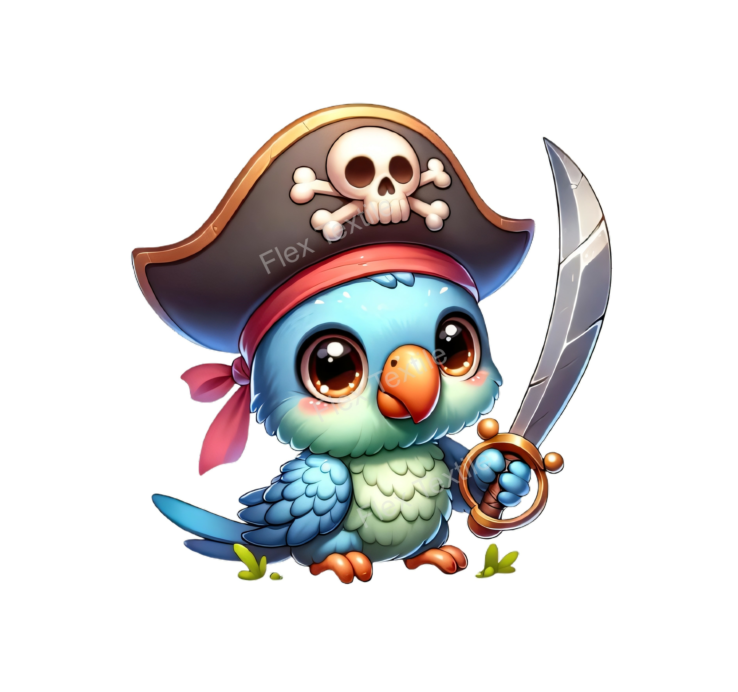 perroquet pirate transfert thermocollant impression dtf flex textile