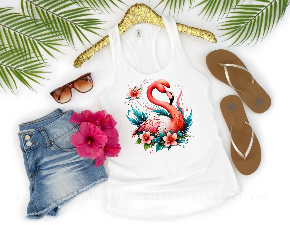 Flamant Roses Fleurs1