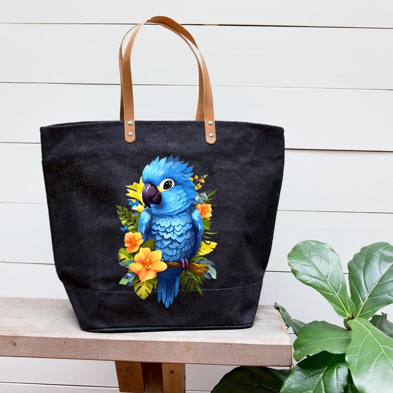 Bébé Perroquet Bleu Fleurs2