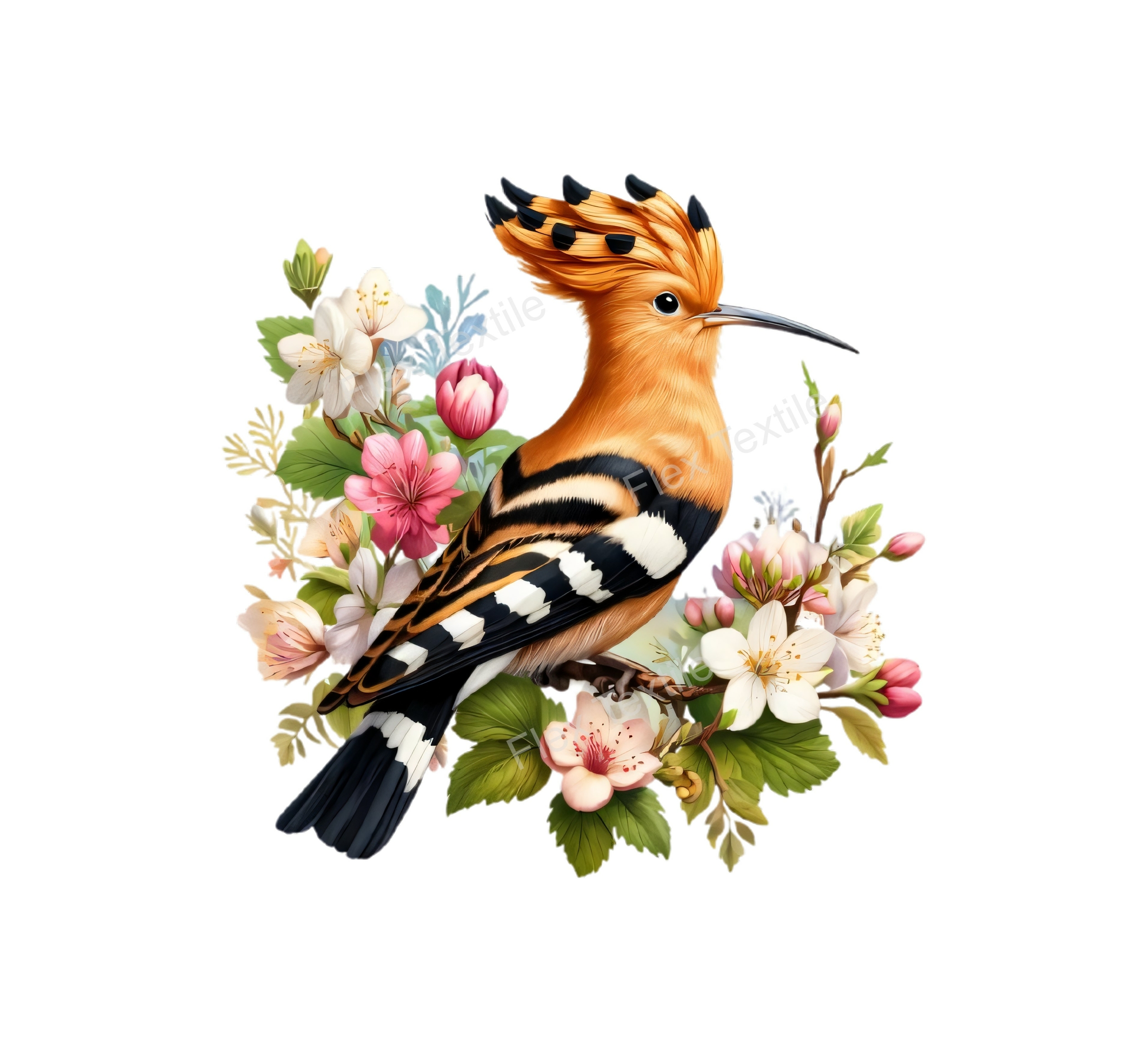 oiseau huppé transfert thermocollant impression dtf flex textile