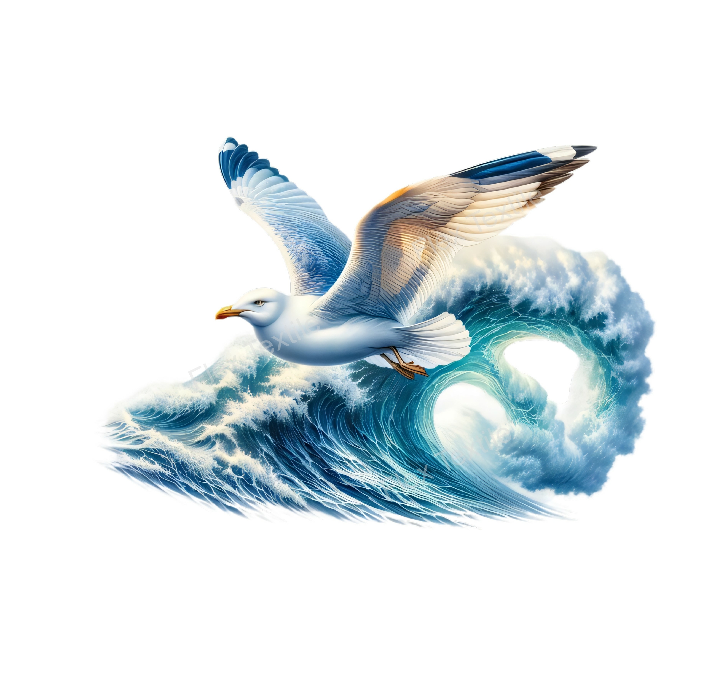 mouette vague transfert thermocollant impression dtf flex textile