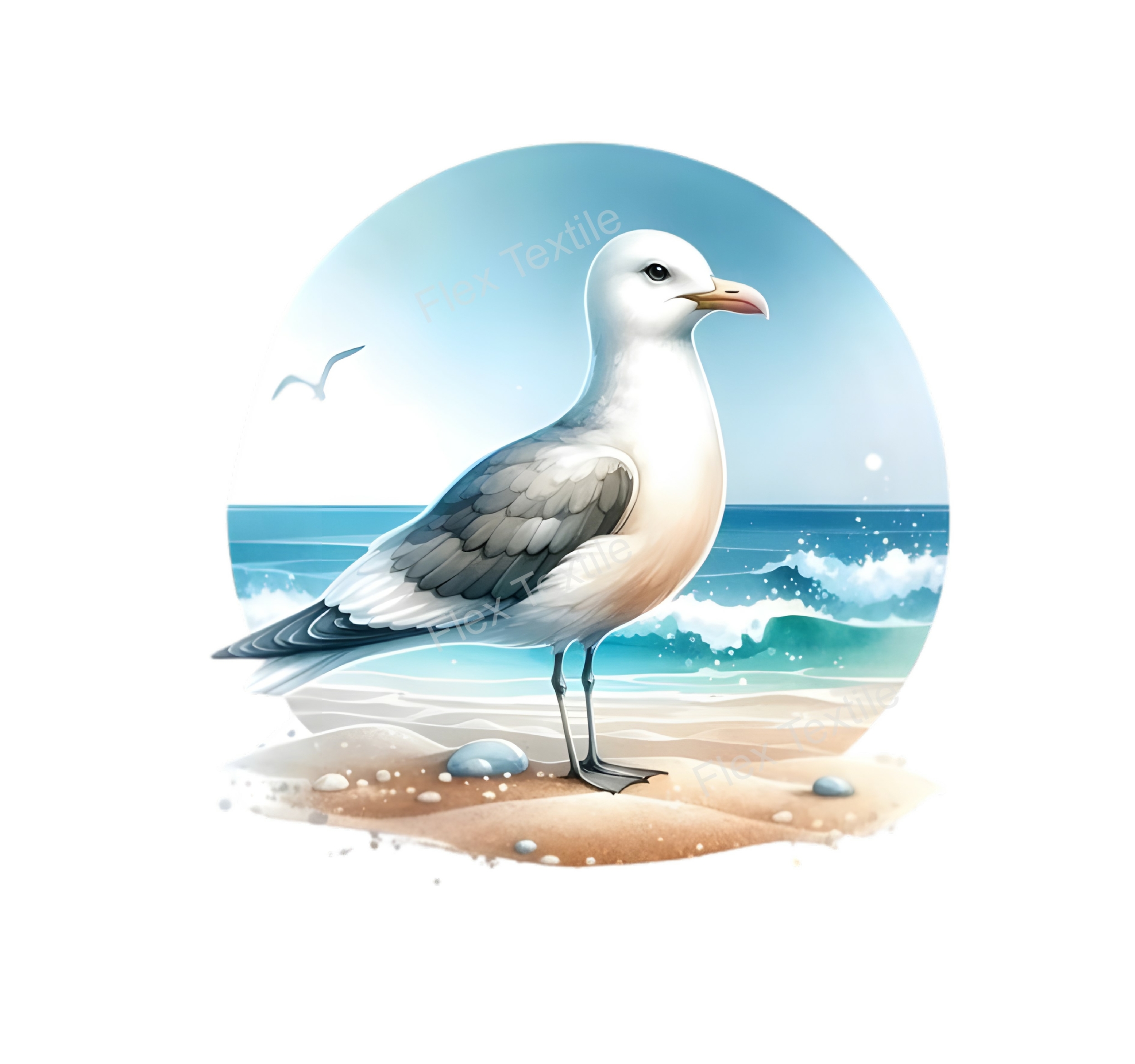 mouette plage transfert thermocollant impression dtf flex textile