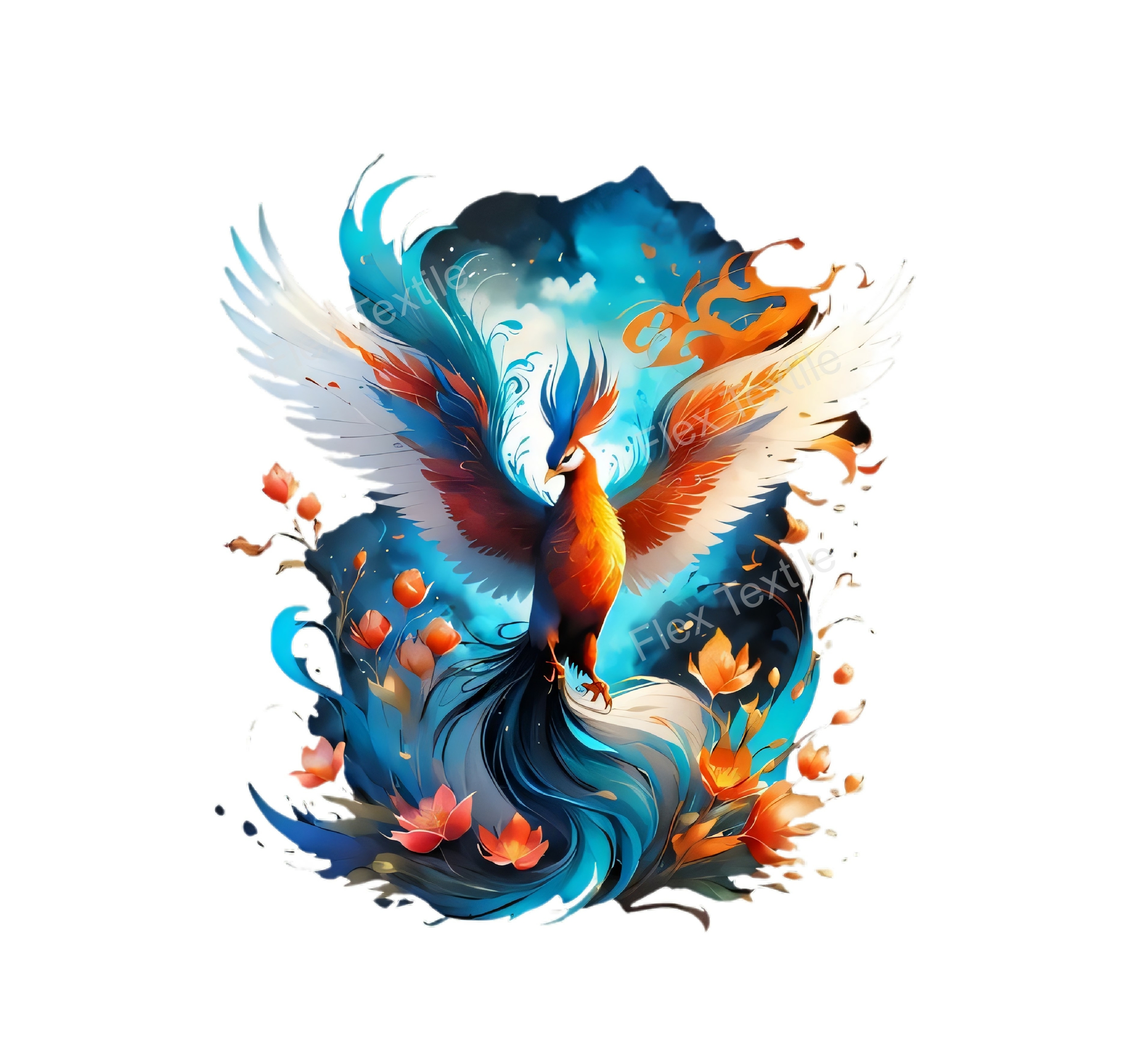phénix fleurs transfert themrocollant impression dtf flex textile