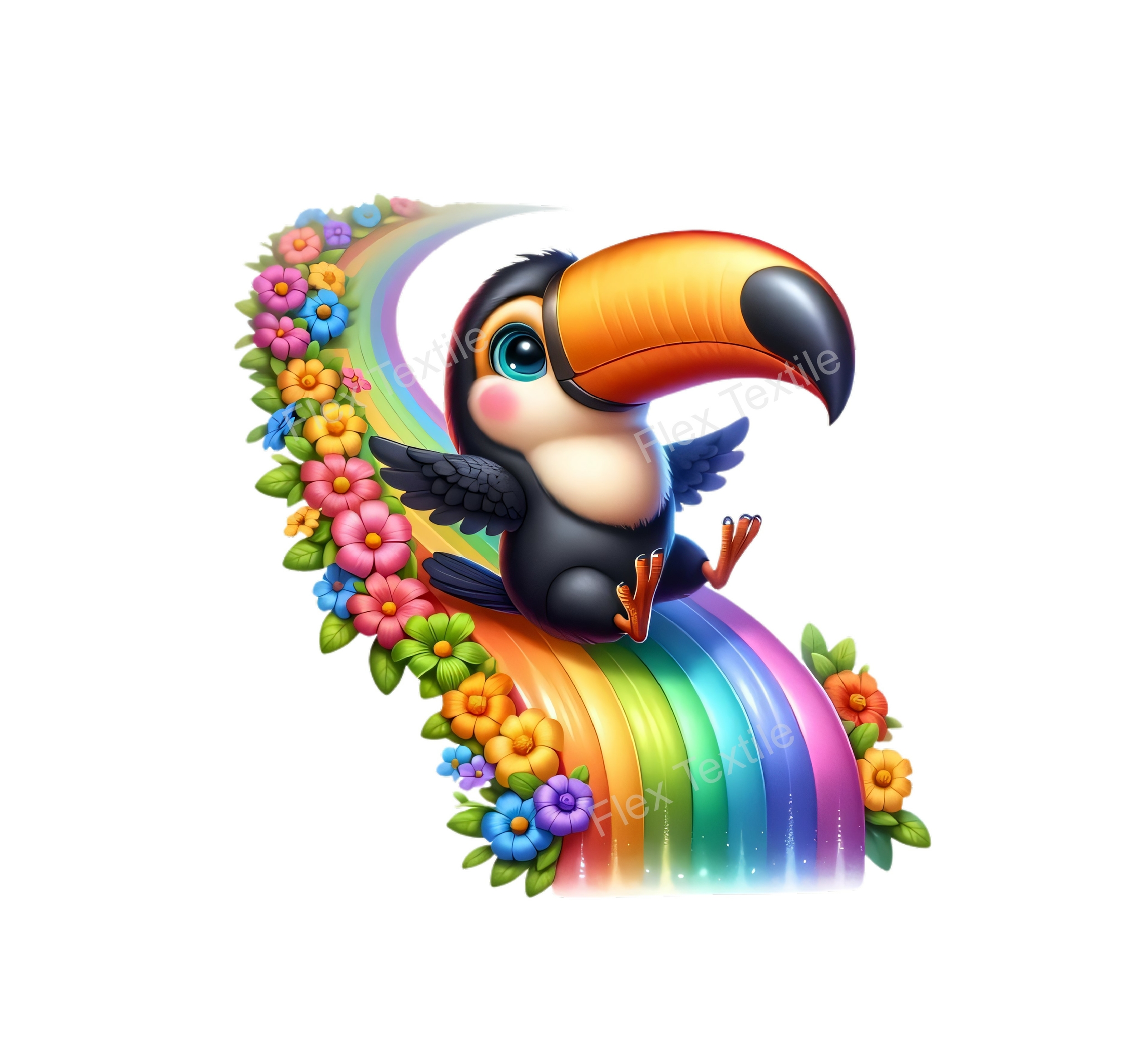 toucan arc en ciel transfert thermocollant impression dtf flex textile