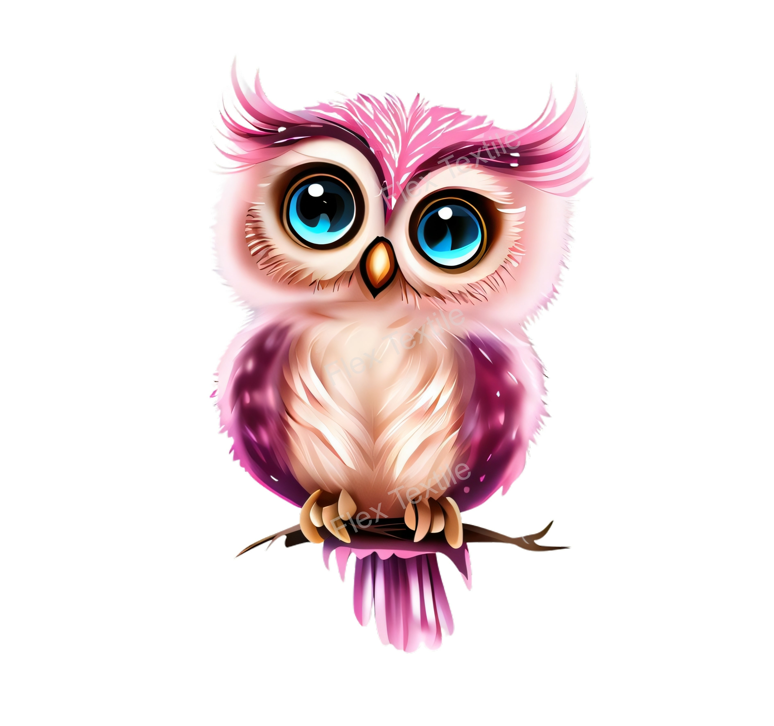 hibou rose transfert thermocollant impression dtf flex textile