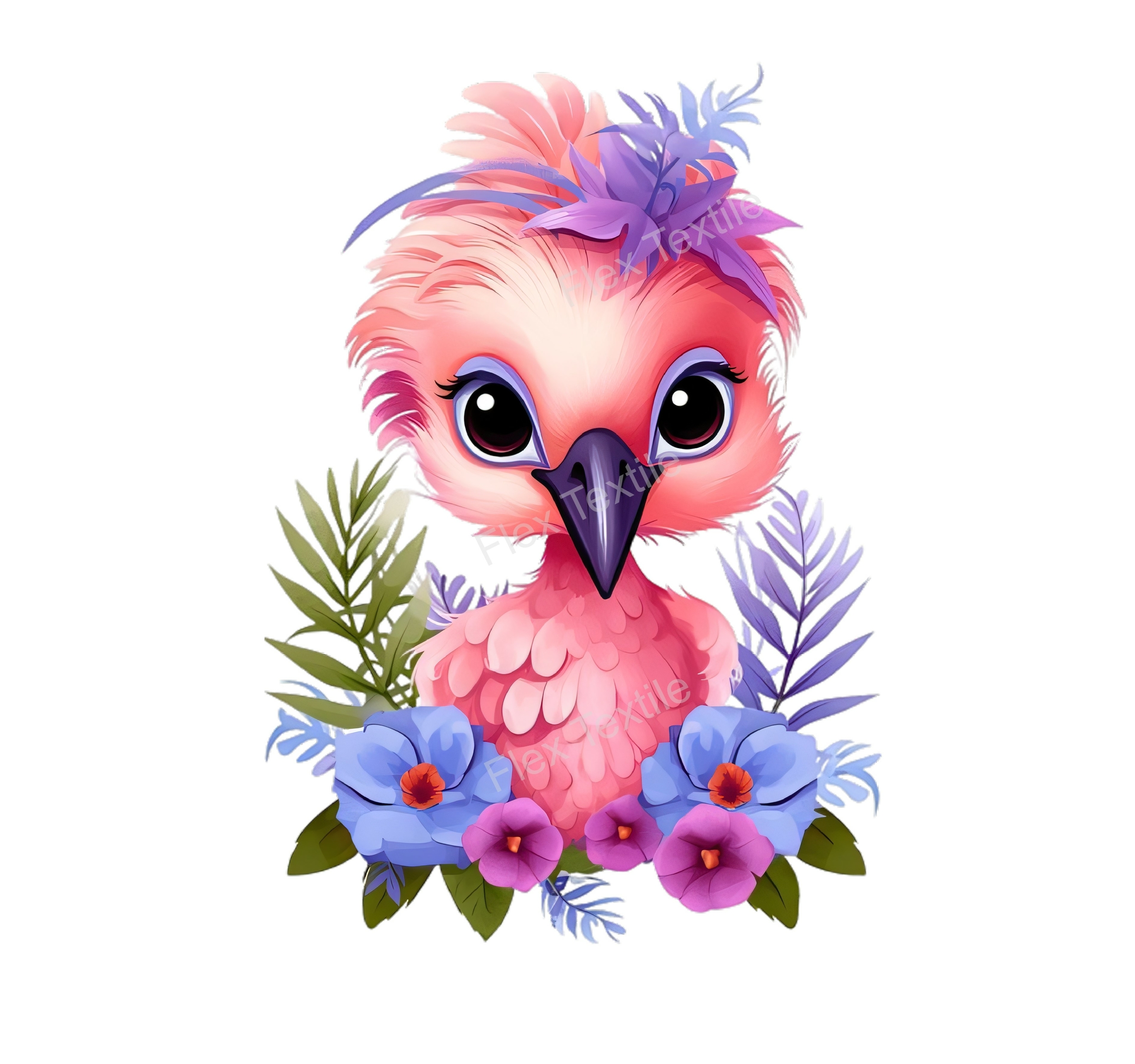 bébé flamant rose transfert thermocollant impression dtf flex textile