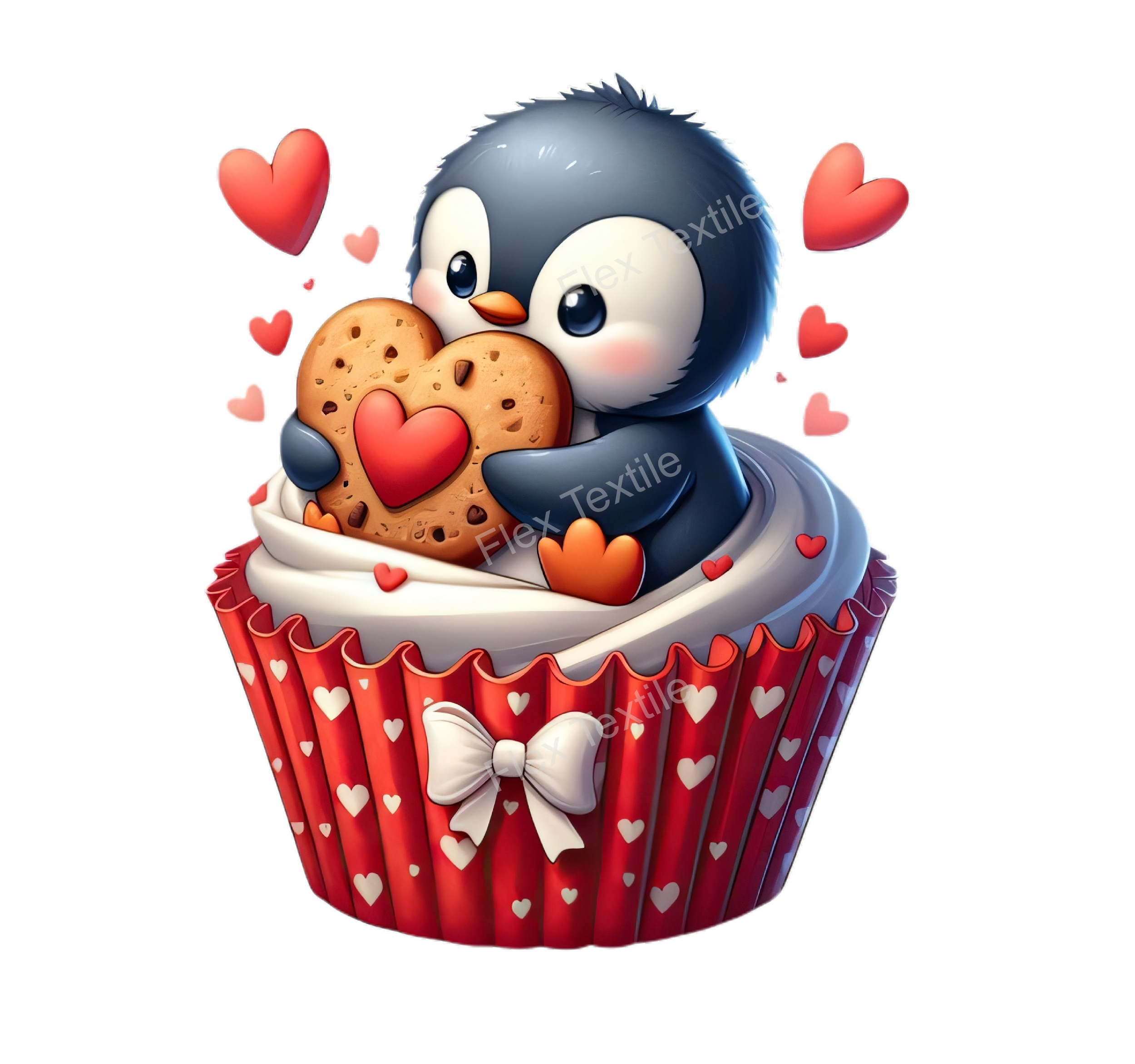 pingouin cupcake transfert thermocollant impression dtf flex textile