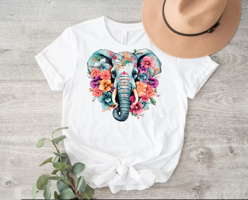 Tête Eléphant Fleurs1