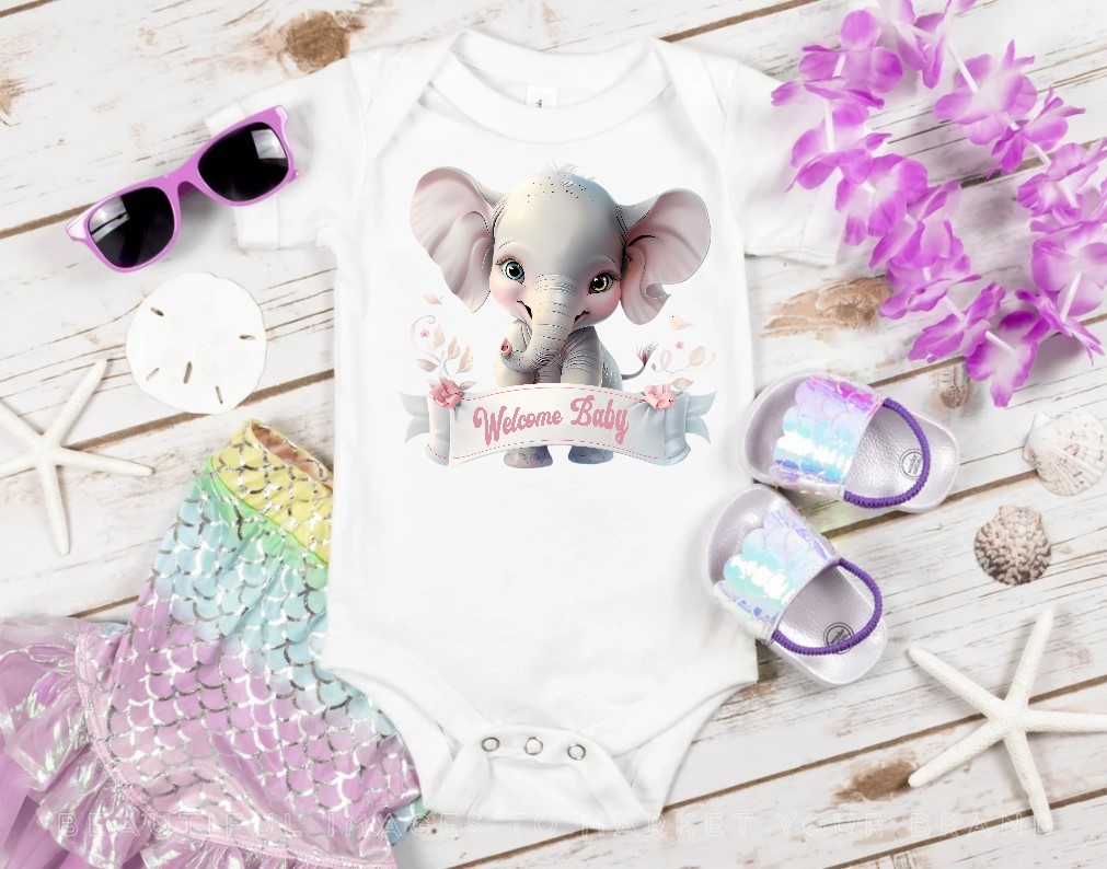 Elephant Welcome Baby Fille1