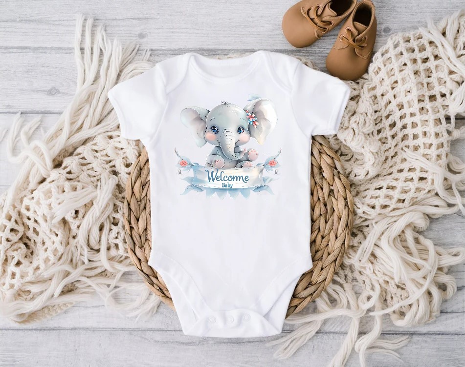 Eléphant Welcome Baby Garçon1
