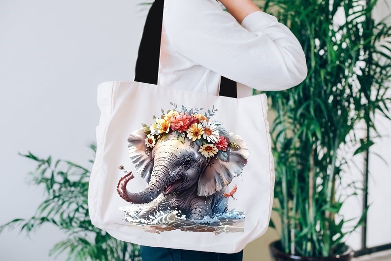 Eléphant Fleurs Eau2