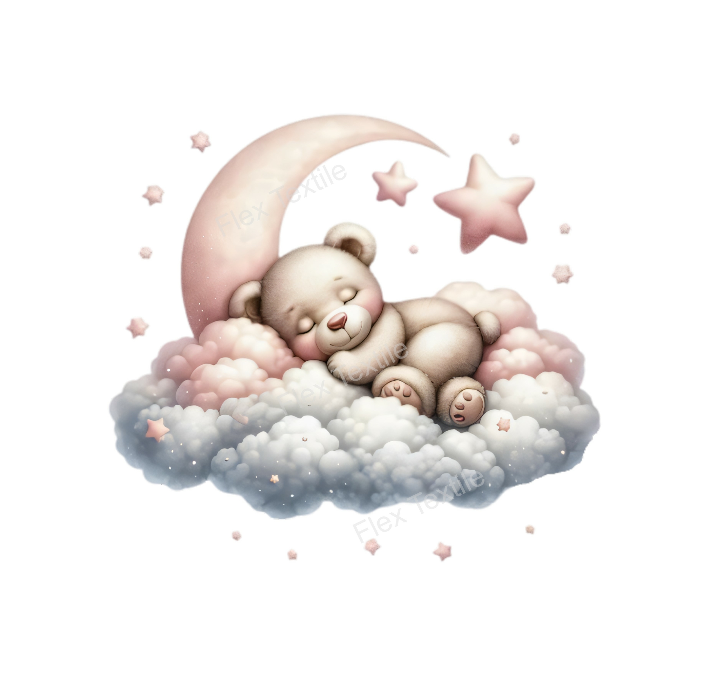 ourson nuage rose transfert thermocollant impression dtf flex textile