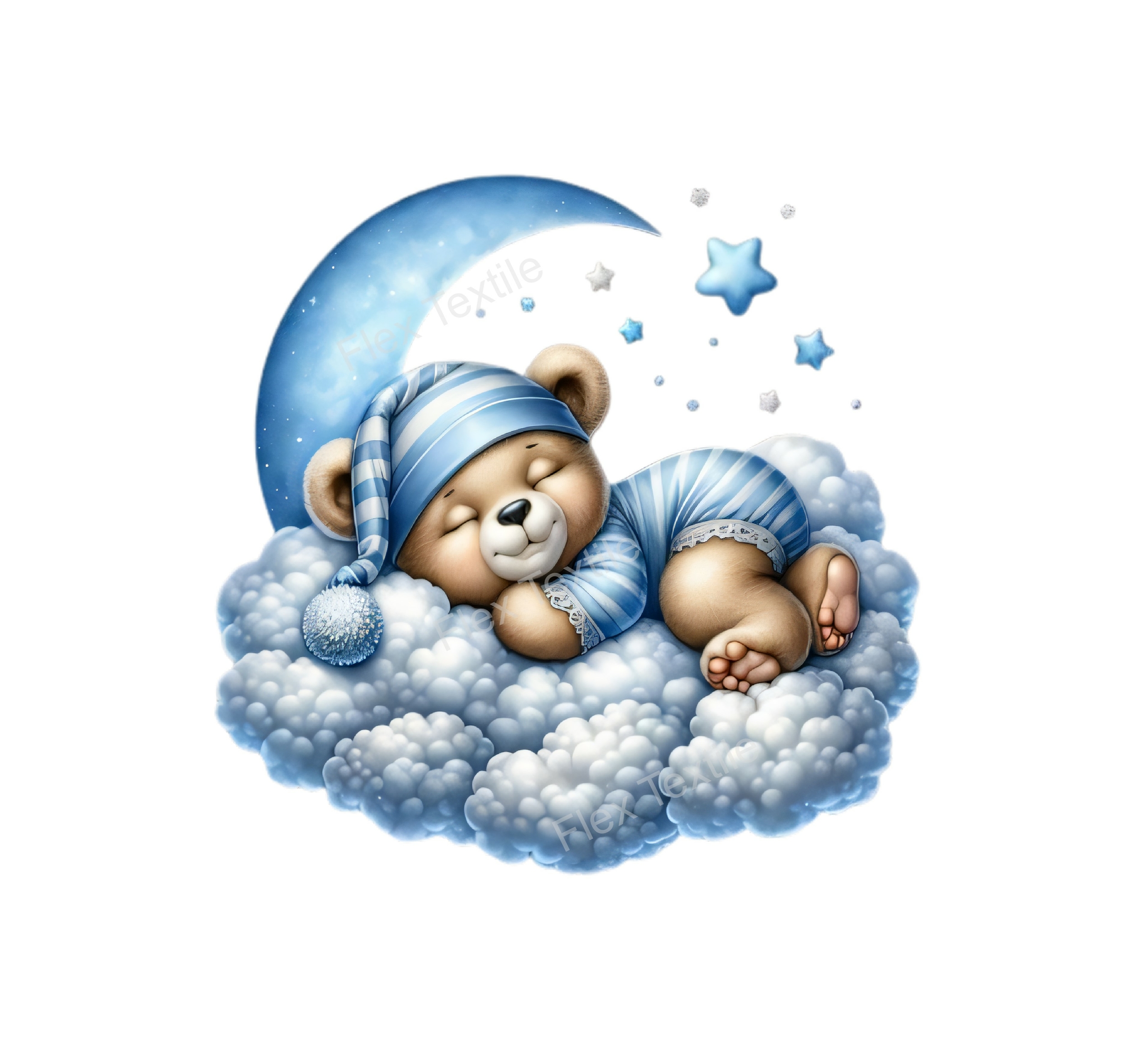 ourson nuage bleu transfert thermocollant impression dtf flex textile