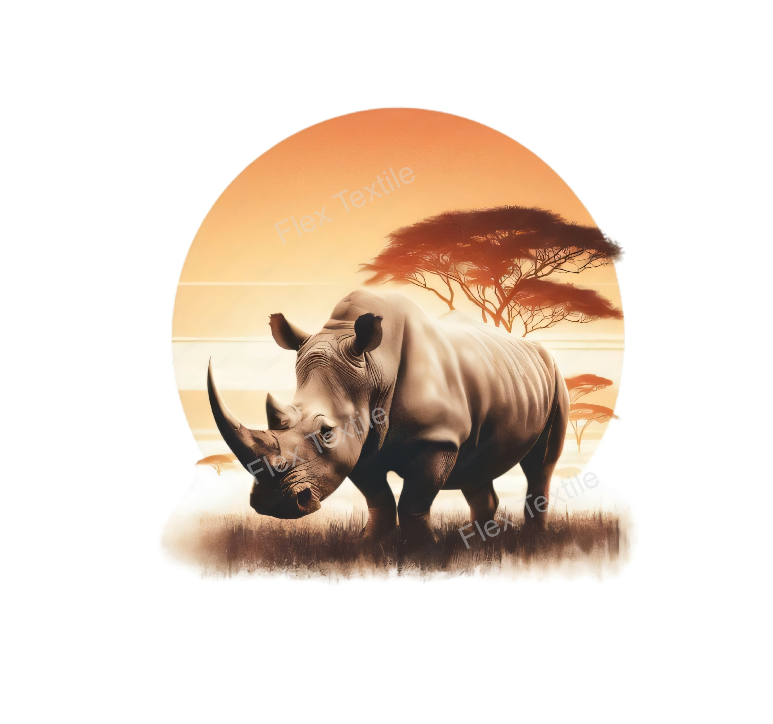 rhinocéros arbre transfert thermocollant impression dtf flex textile