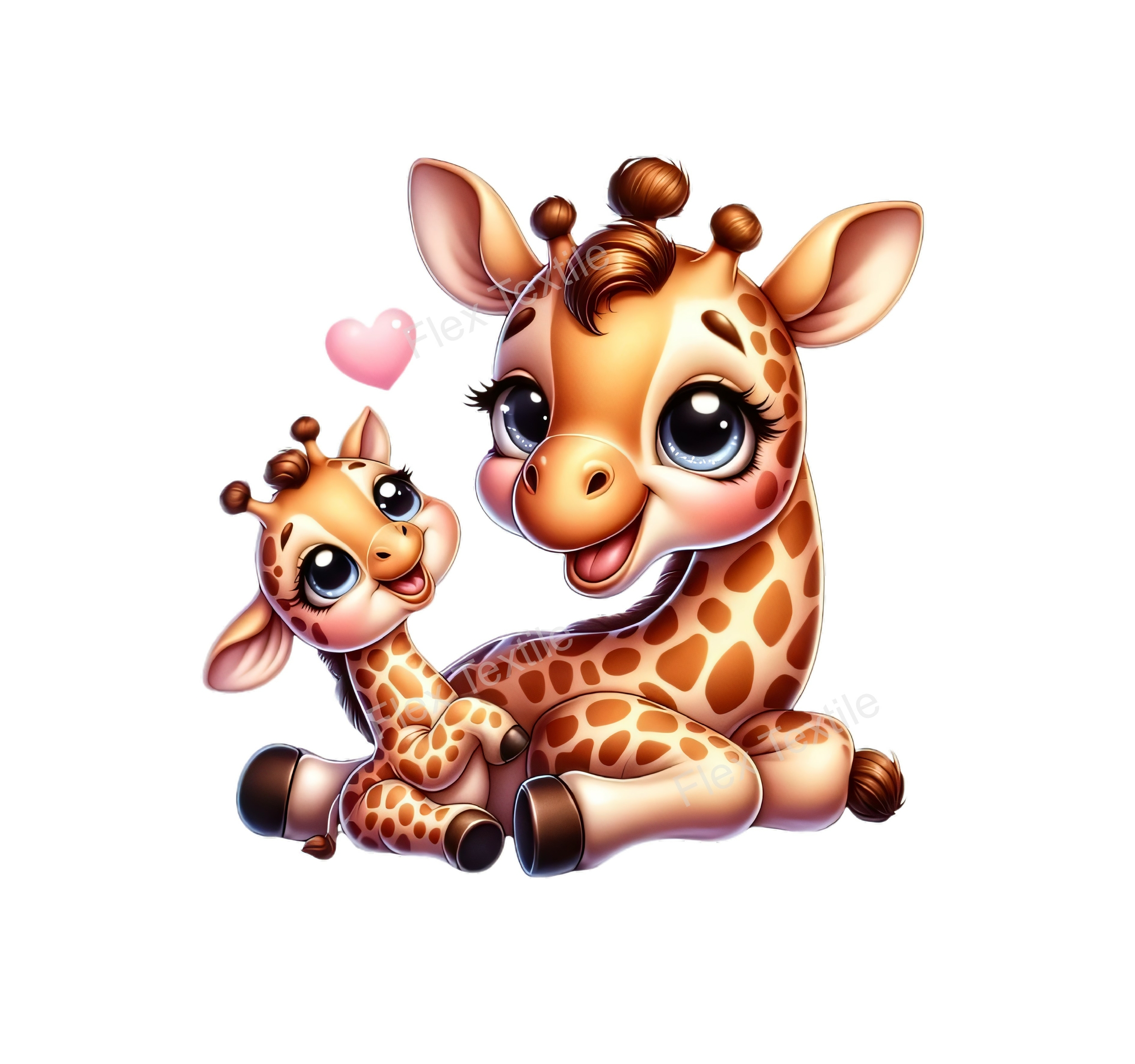 girafe et bébé transfert thermocollant impression dtf flex textile