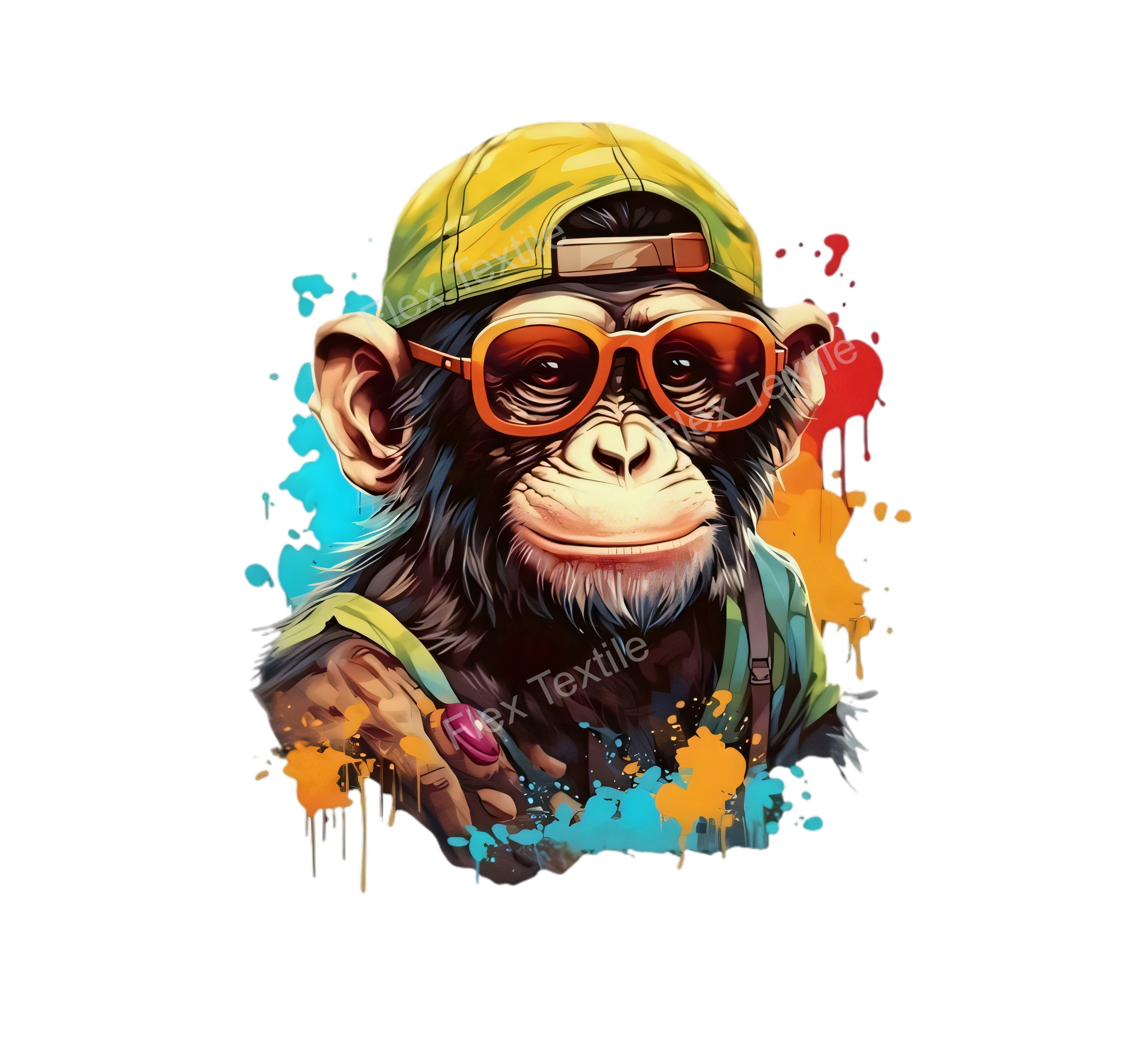 Singe casquette lunettes transfert thermocollant impression DTF flex textile