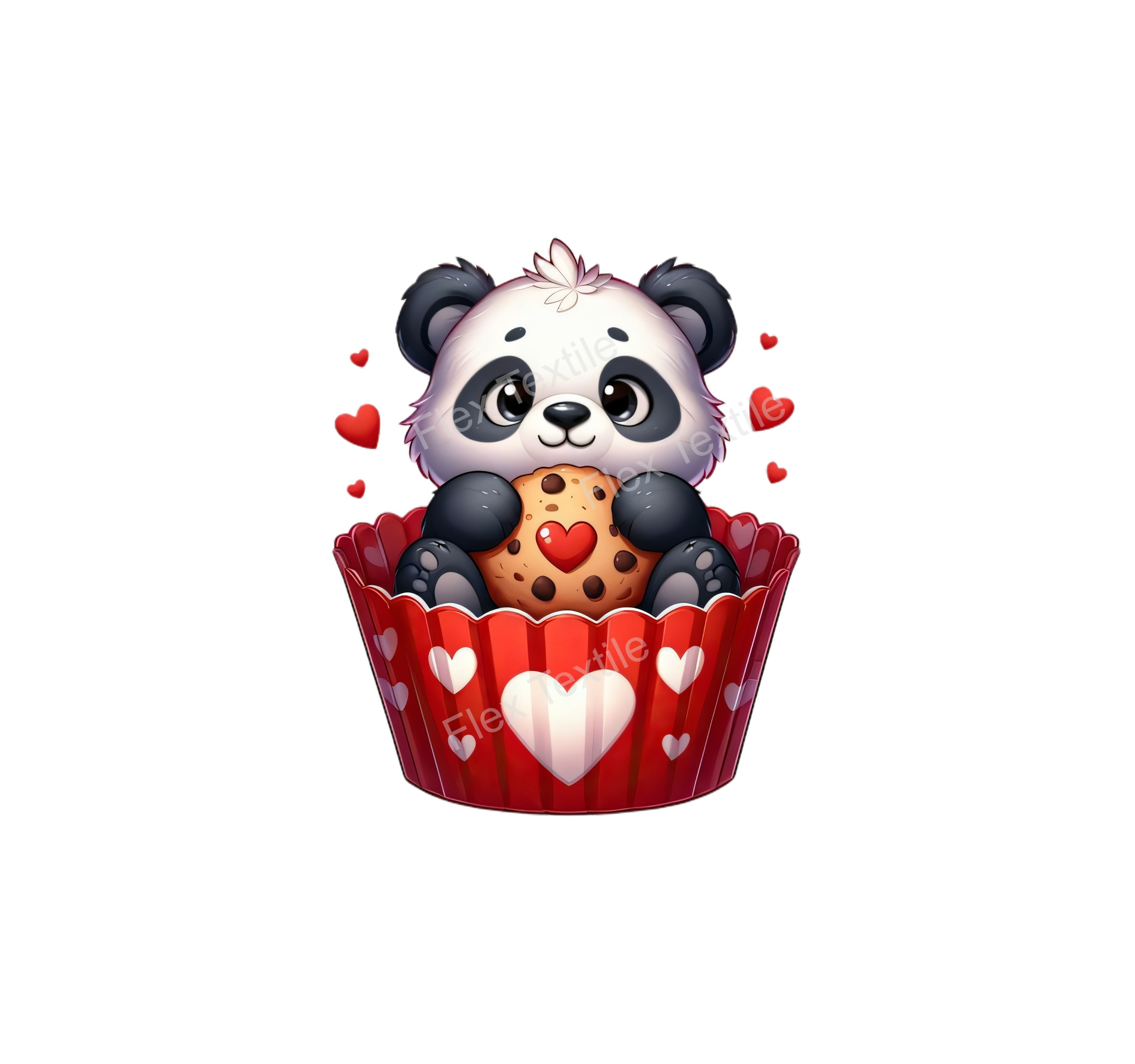 Panda cupcake transfert thermocollant impression DTF flex textile