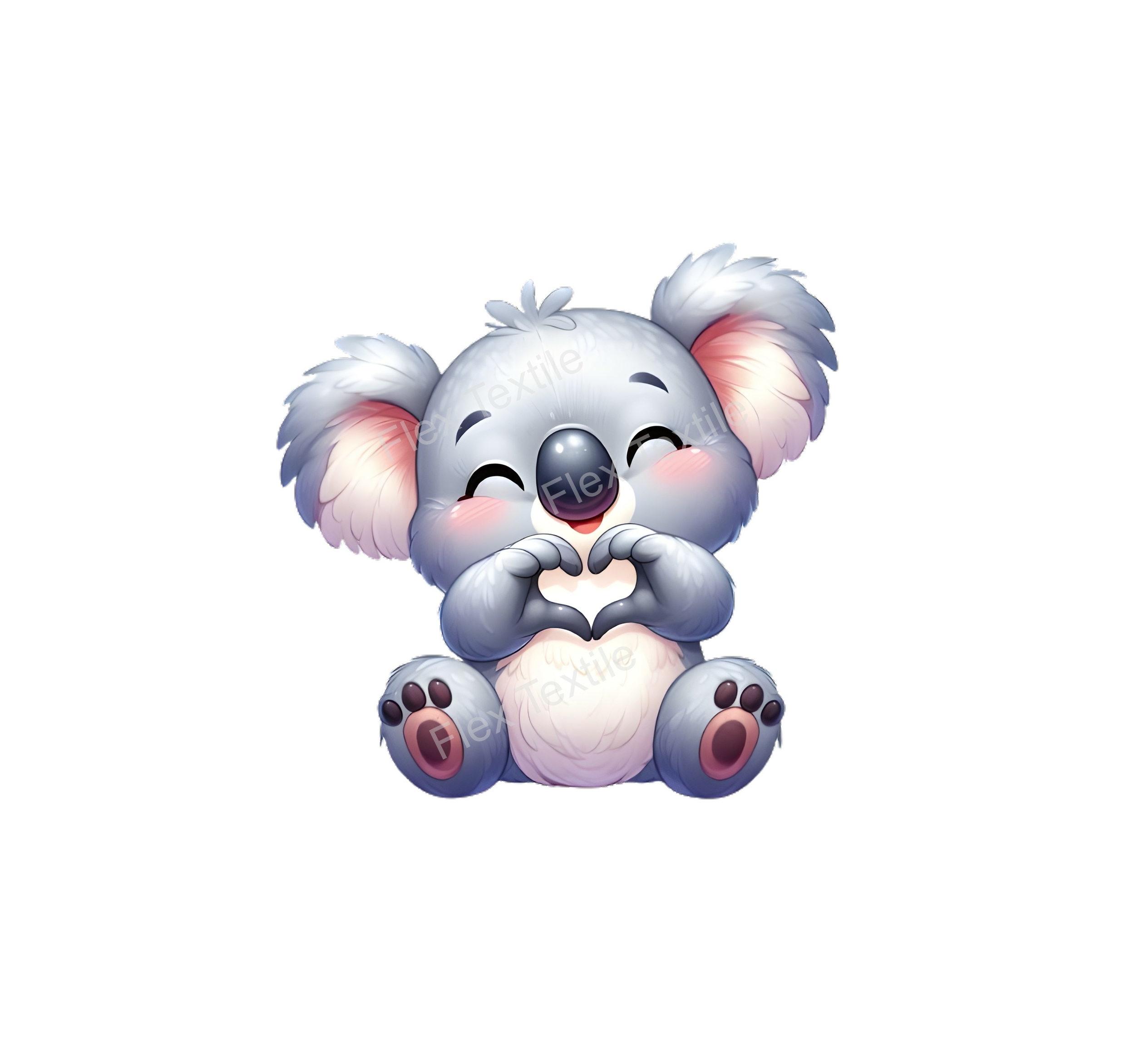 Koala coeur transfert thermocollant impression DTF flex textile