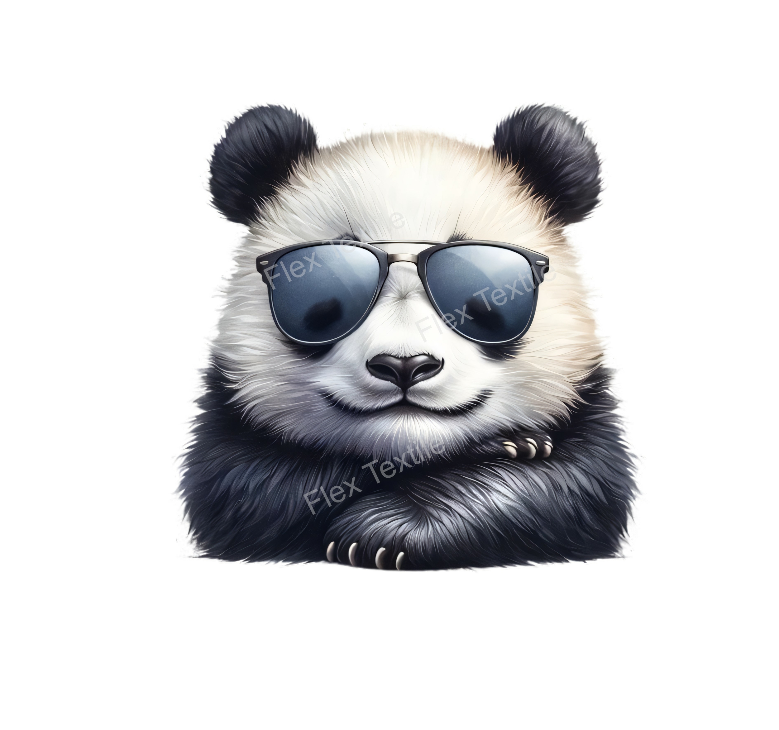 Panda lunettes pose transfert thermocollant impression DTF flex textile