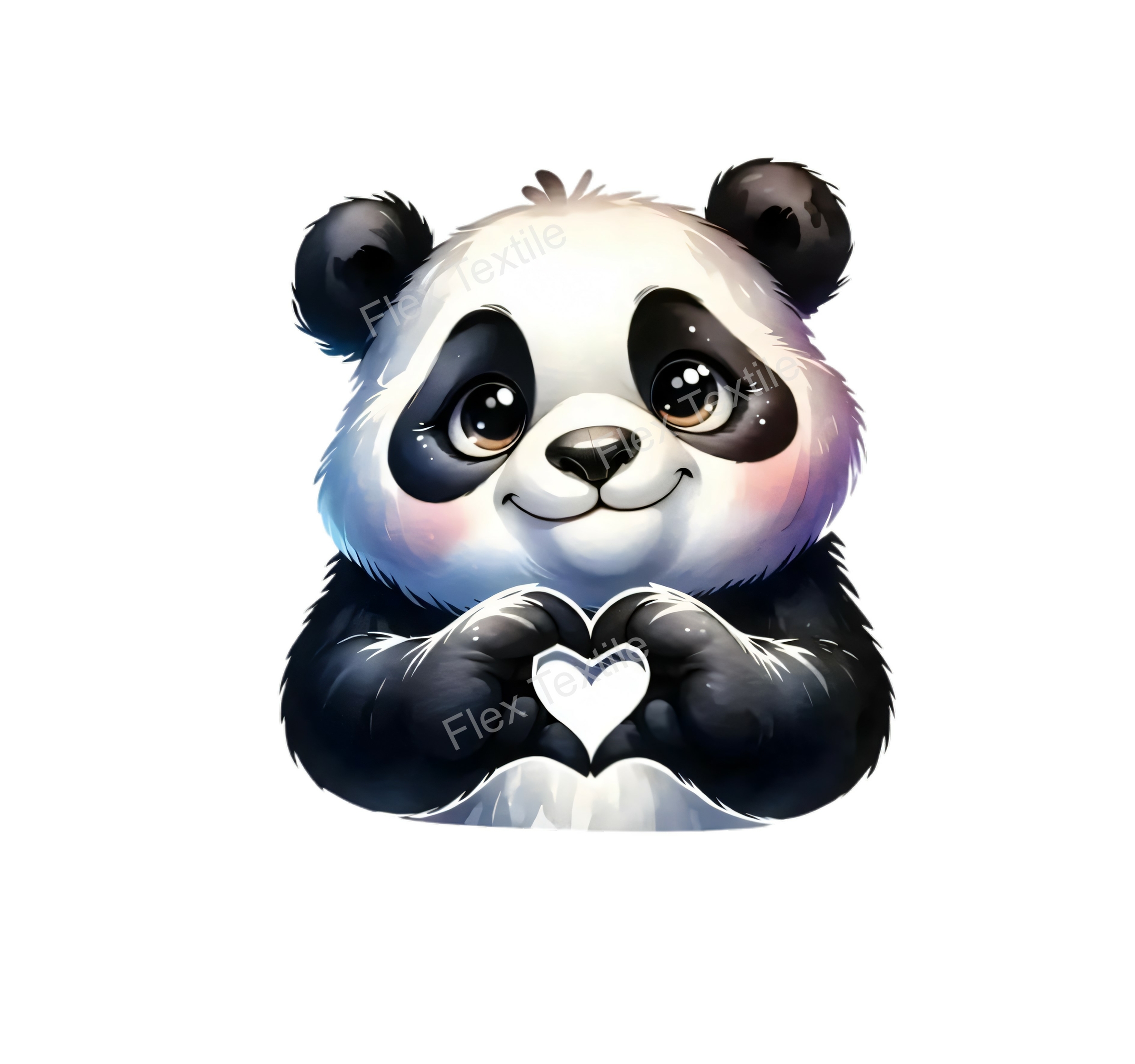 Panda coeur transfert thermocollant impression DTF flex textile