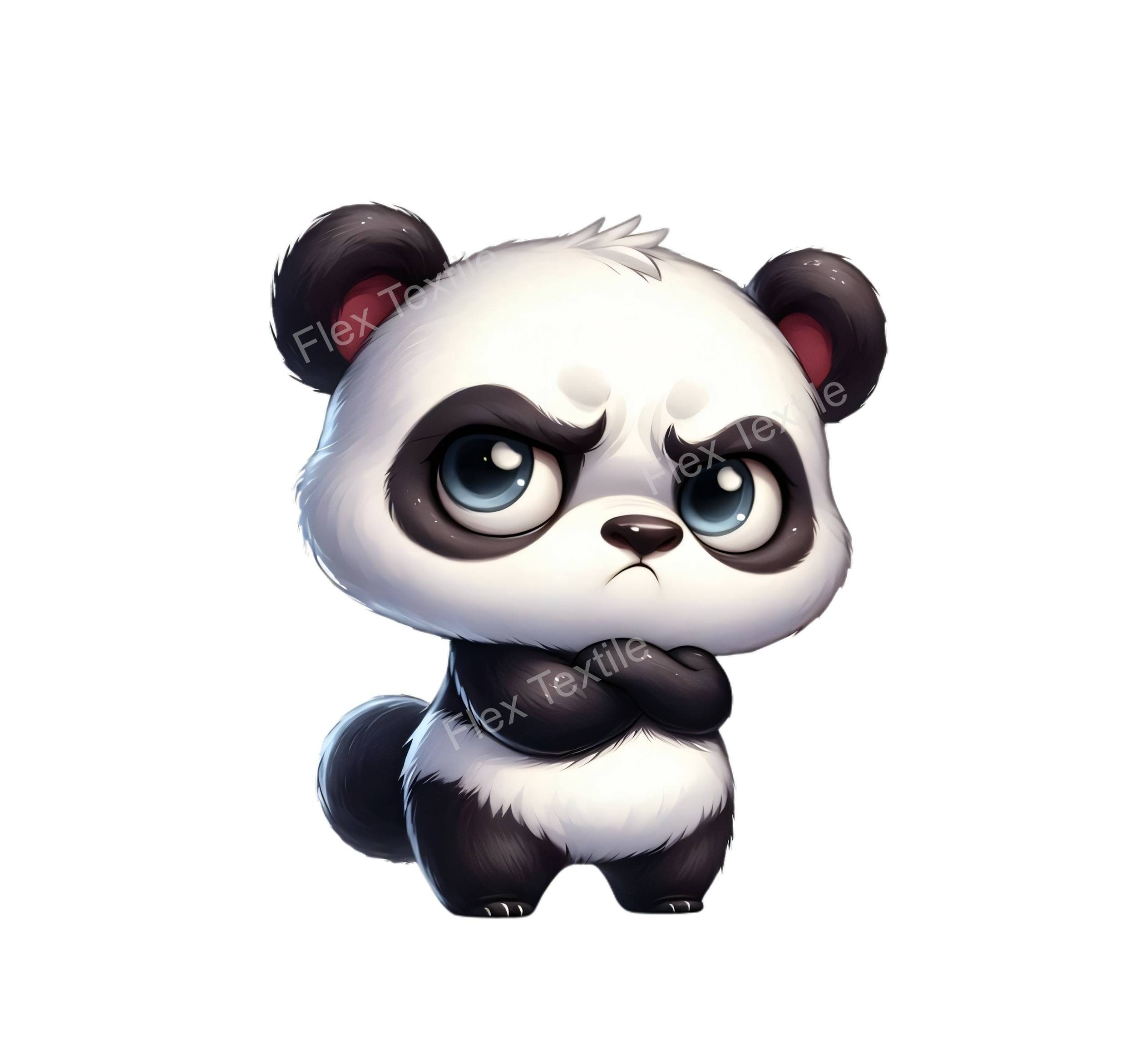 Panda grognon transfert thermocollant impression DTF flex textile