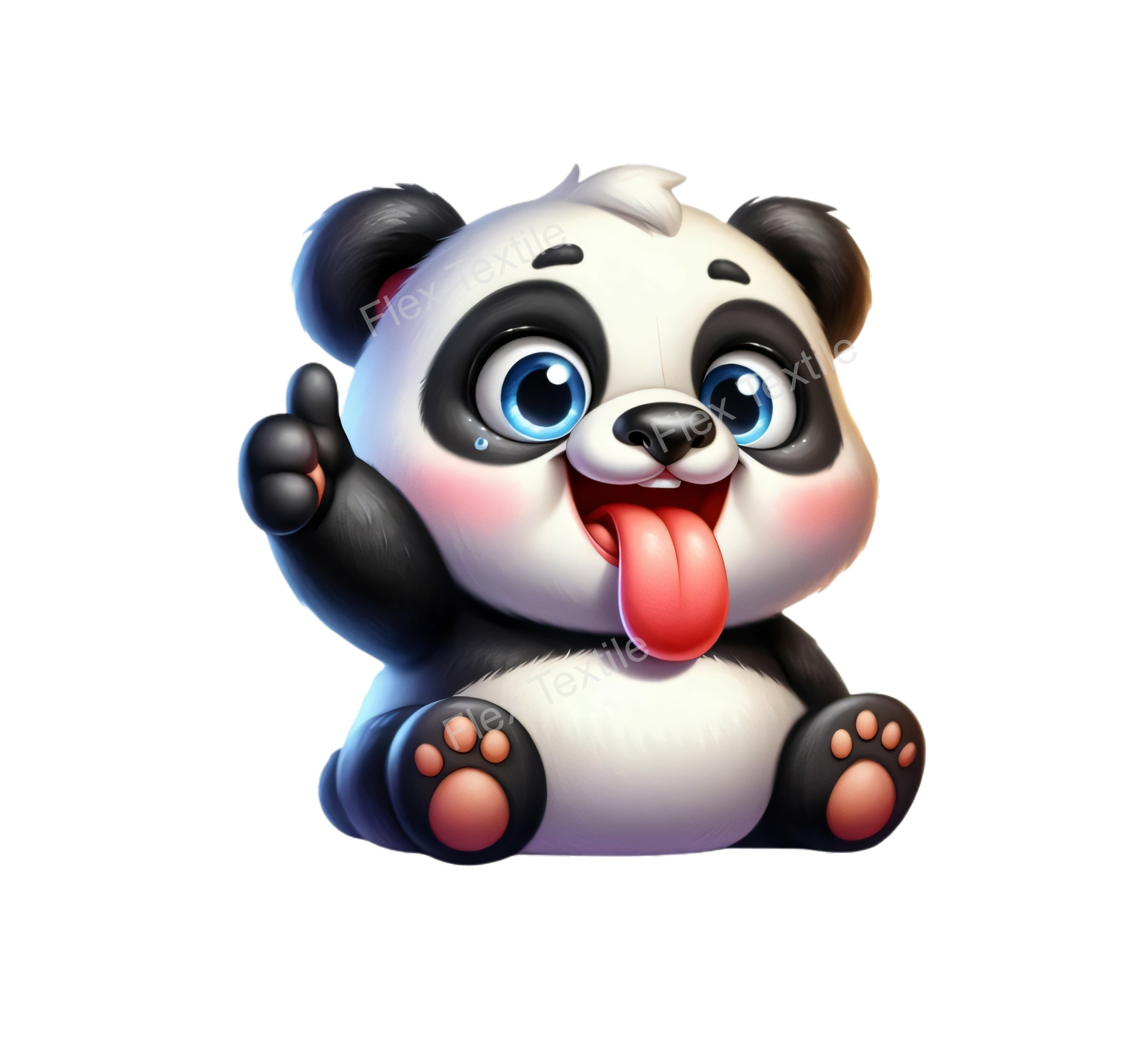 Panda pouce levé transfert thermocollant impression DTF flex textile