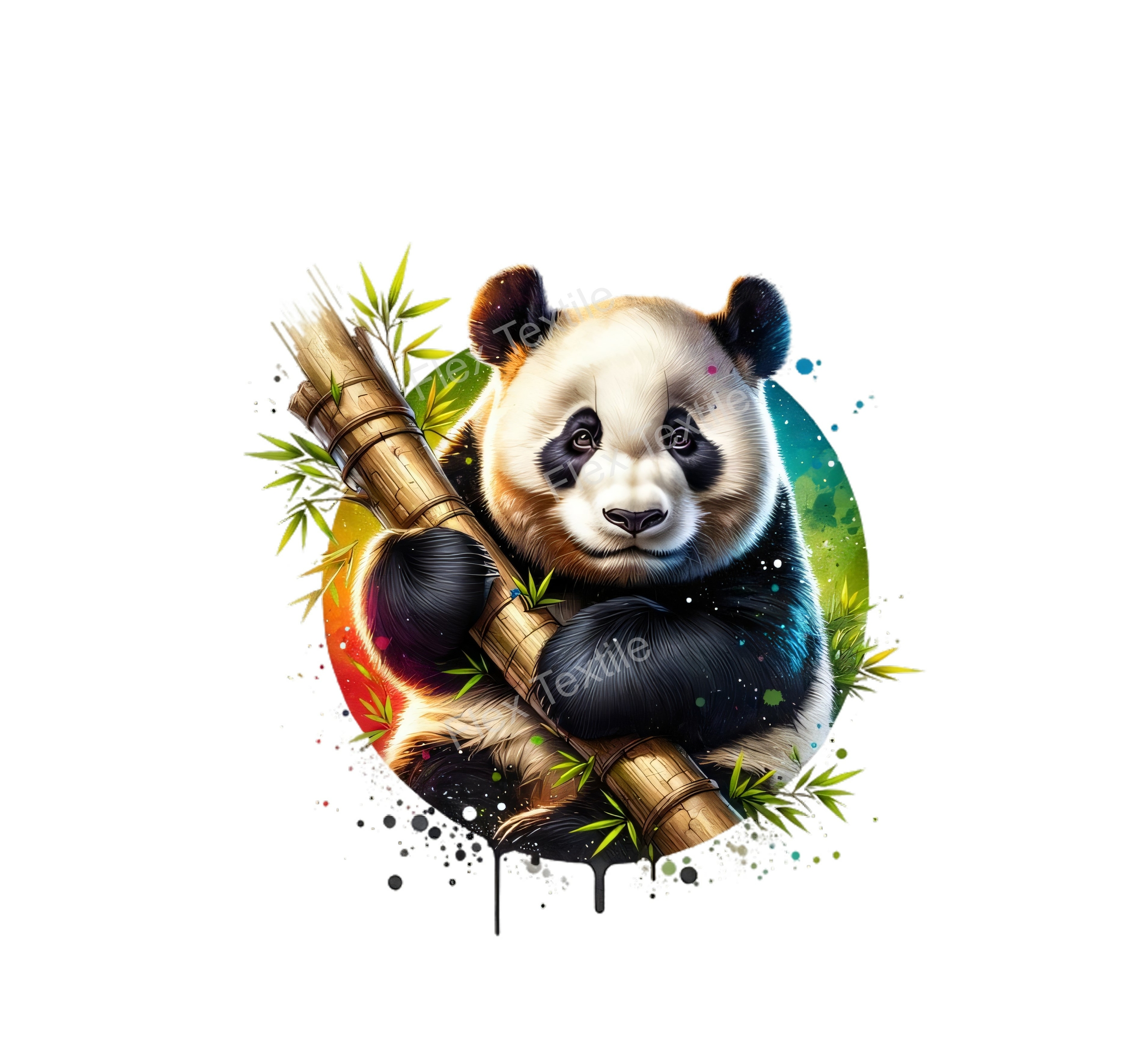 Panda bambou transfert thermocollant impression DTF flex textile