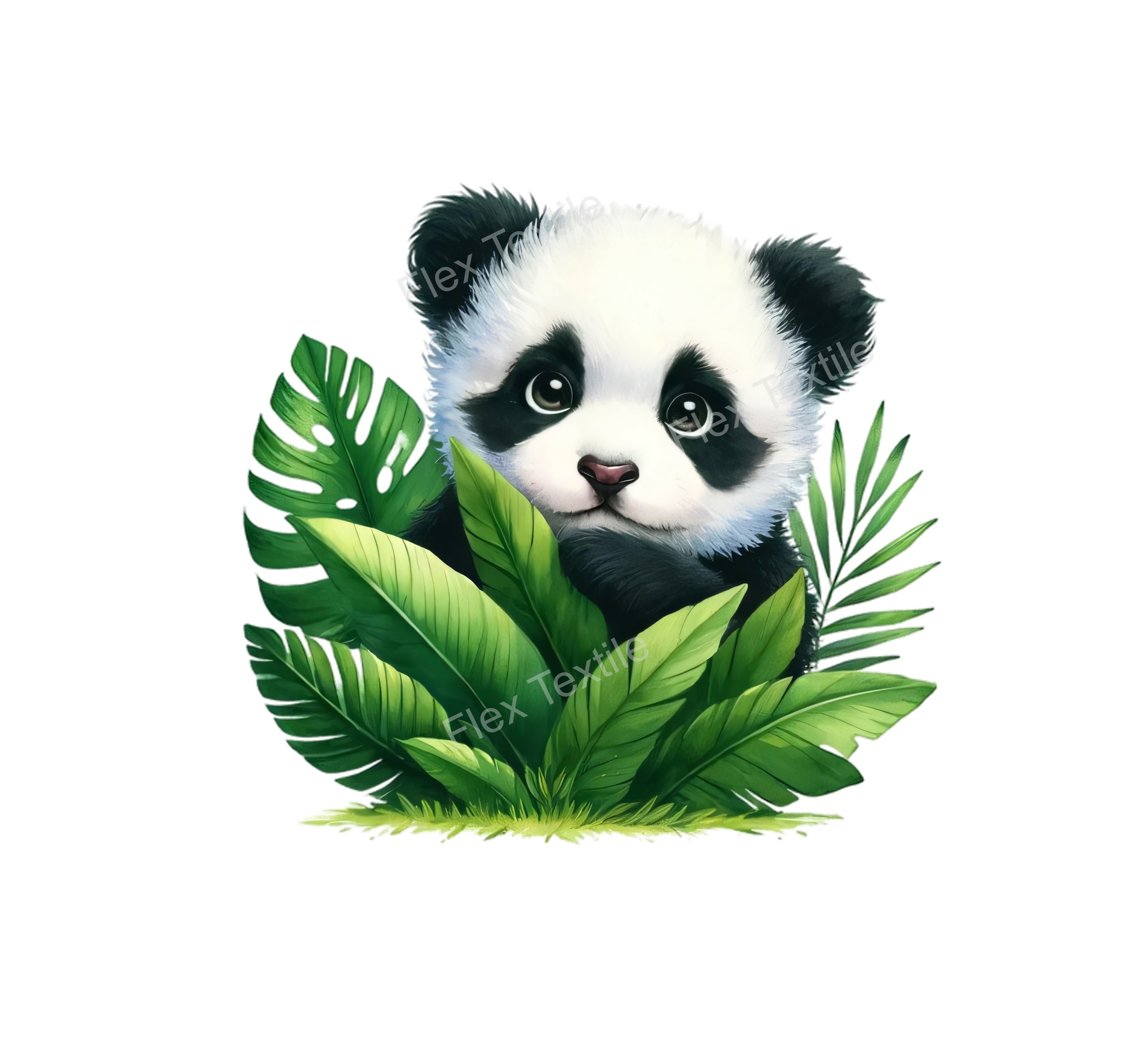 Panda feuilles transfert thermocollant impression DTF flex textile