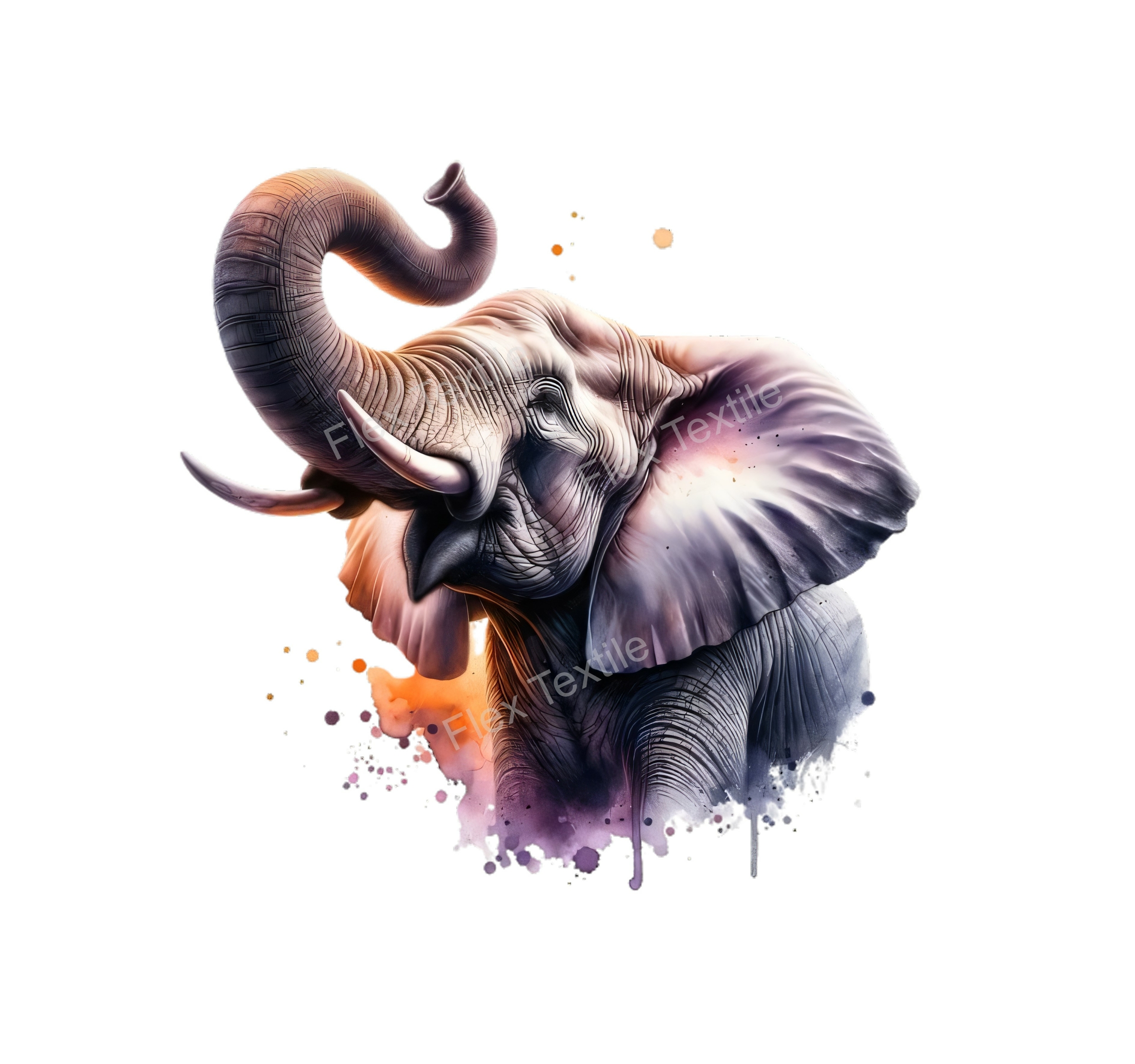 Elephant trompe levée transfert thermocollant impression DTF flex textile