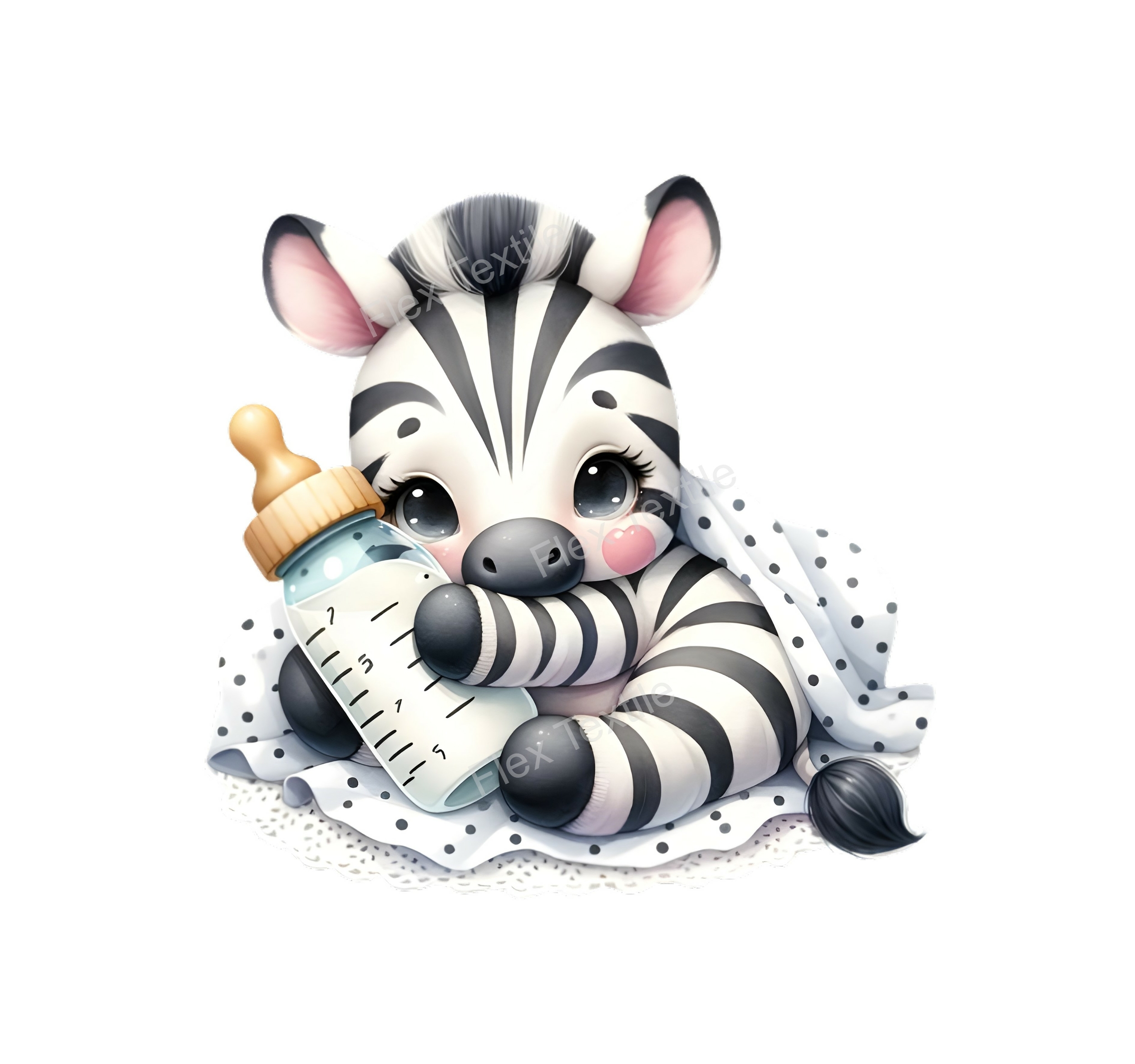 bebe zebre biberon transfert thermocollant impression DTF flex textile