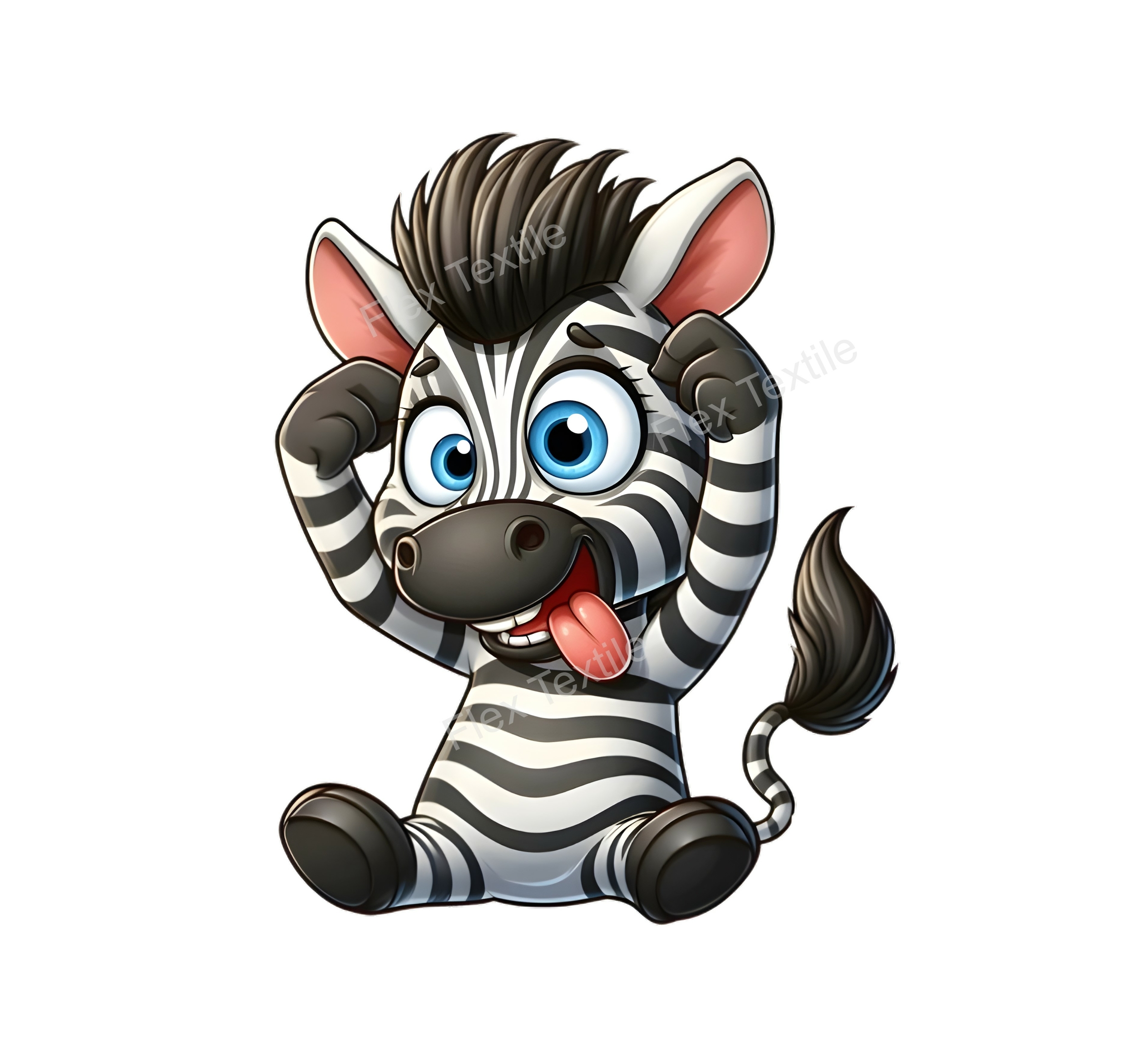 zebre assis humour langue transfert thermocollant impression DTF flex textile