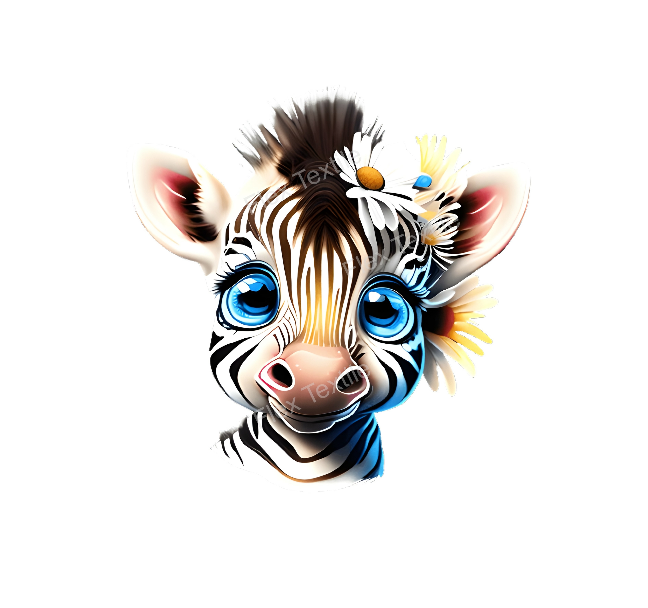 tete zebre marguerites transfert thermocollant impression DTF flex textile