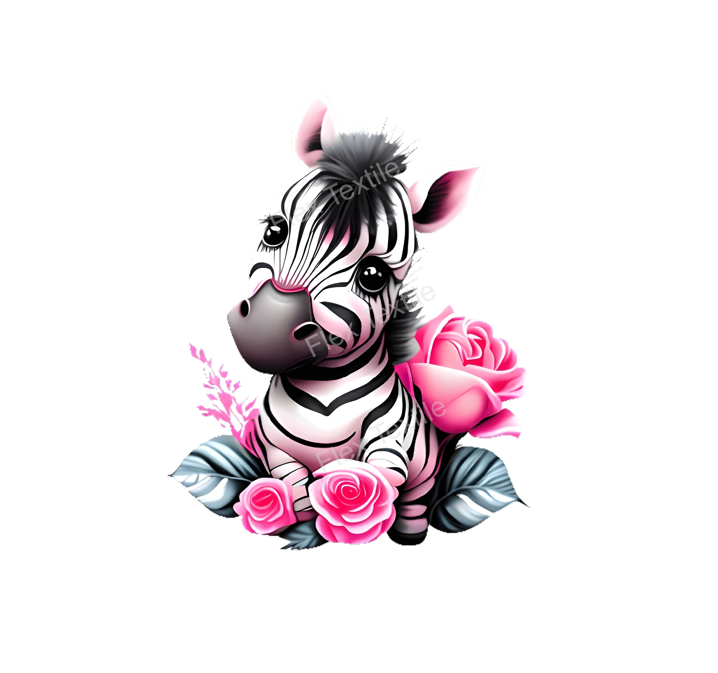 zebre fleurs cute transfert thermocollant impression DTF flex textile