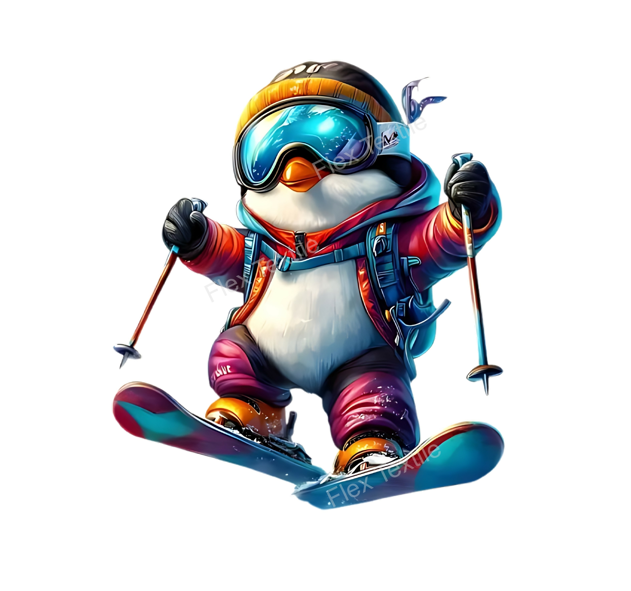 Pingouin Ski Transfert Thermocollant Prêt à poser Designs