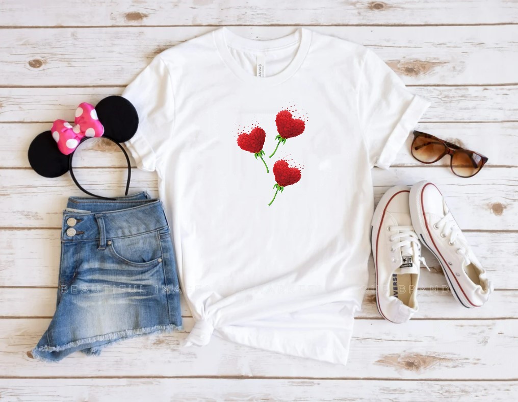 Fleurs Formes Coeurs transfert thermocollant impression dtf flex textile t-shirt femme homme enfant débardeur top