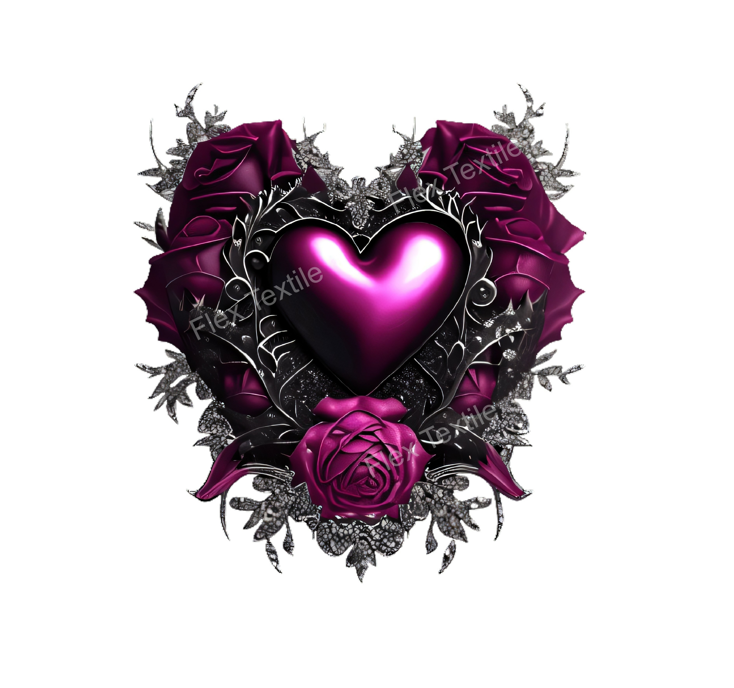 Coeur Gothique Violet Fleurs transfert themrocollant impression dtf flex textile t-shirt femme homme enfant débardeur top (2)