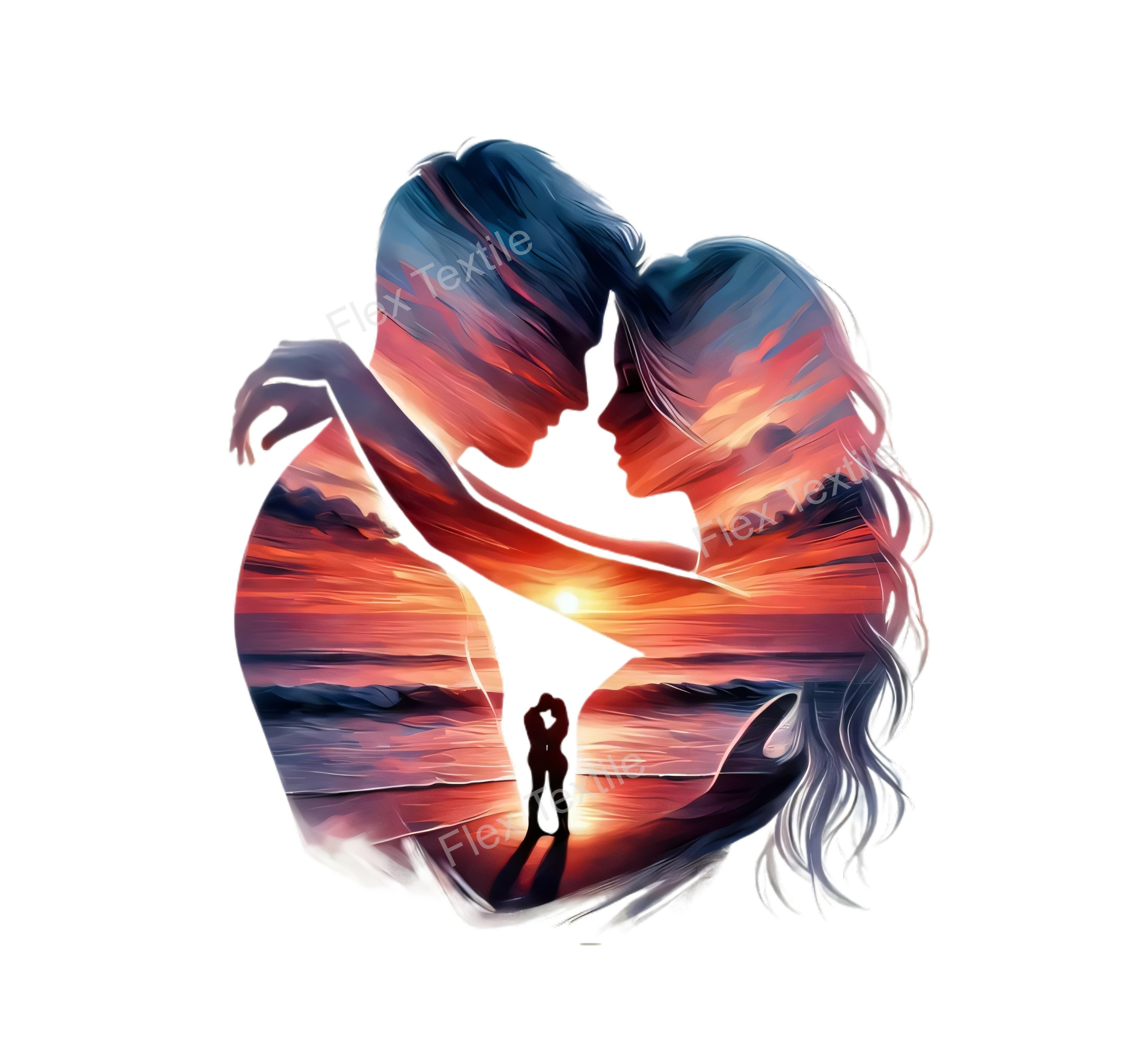 Couple Coucher Soleil transfert thermocollant impression dtf flex textile