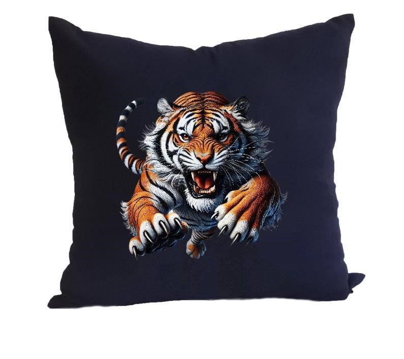 Tigre Saute Transfert thermocollant impression DTF flex textile coussin oreiller accessoire déco