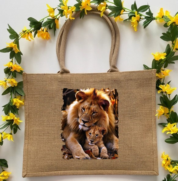Lion Lionceau transfert thermocollant impression dtf flex textile sac shopping main plage courses sport