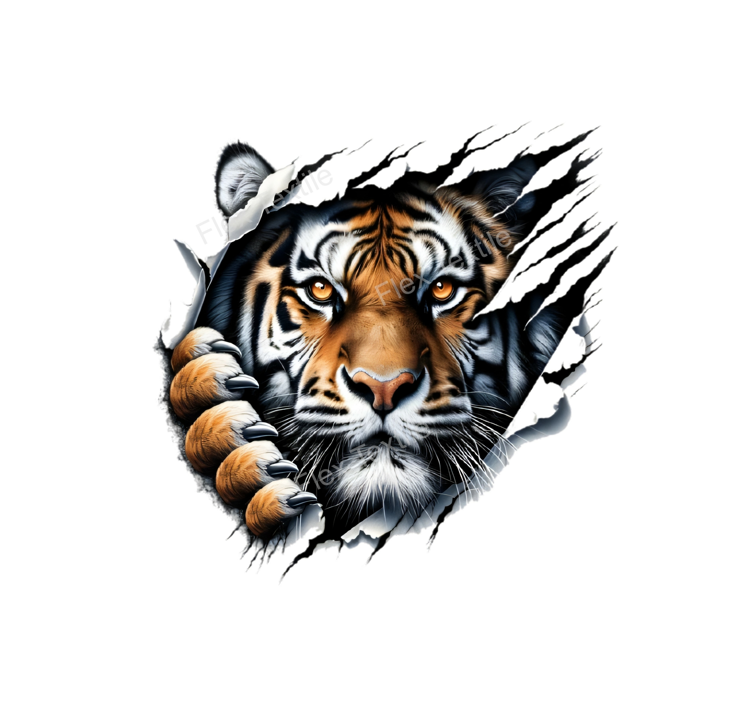 Tigre Déchiré transfert thermocollant impression dtf flex textile
