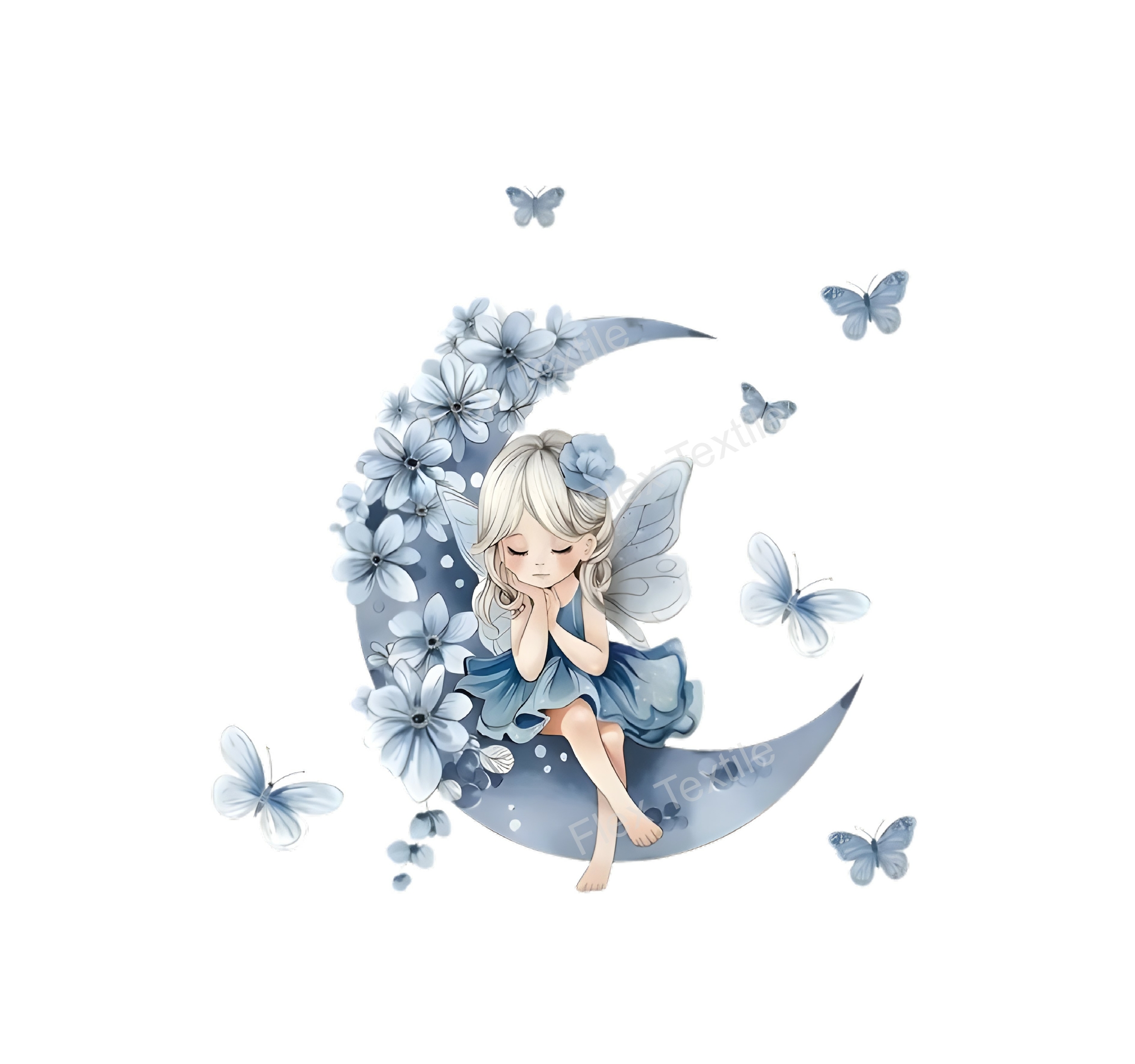 Fée lune papillons fleurs transfert themrocollant impression dtf lfex textile