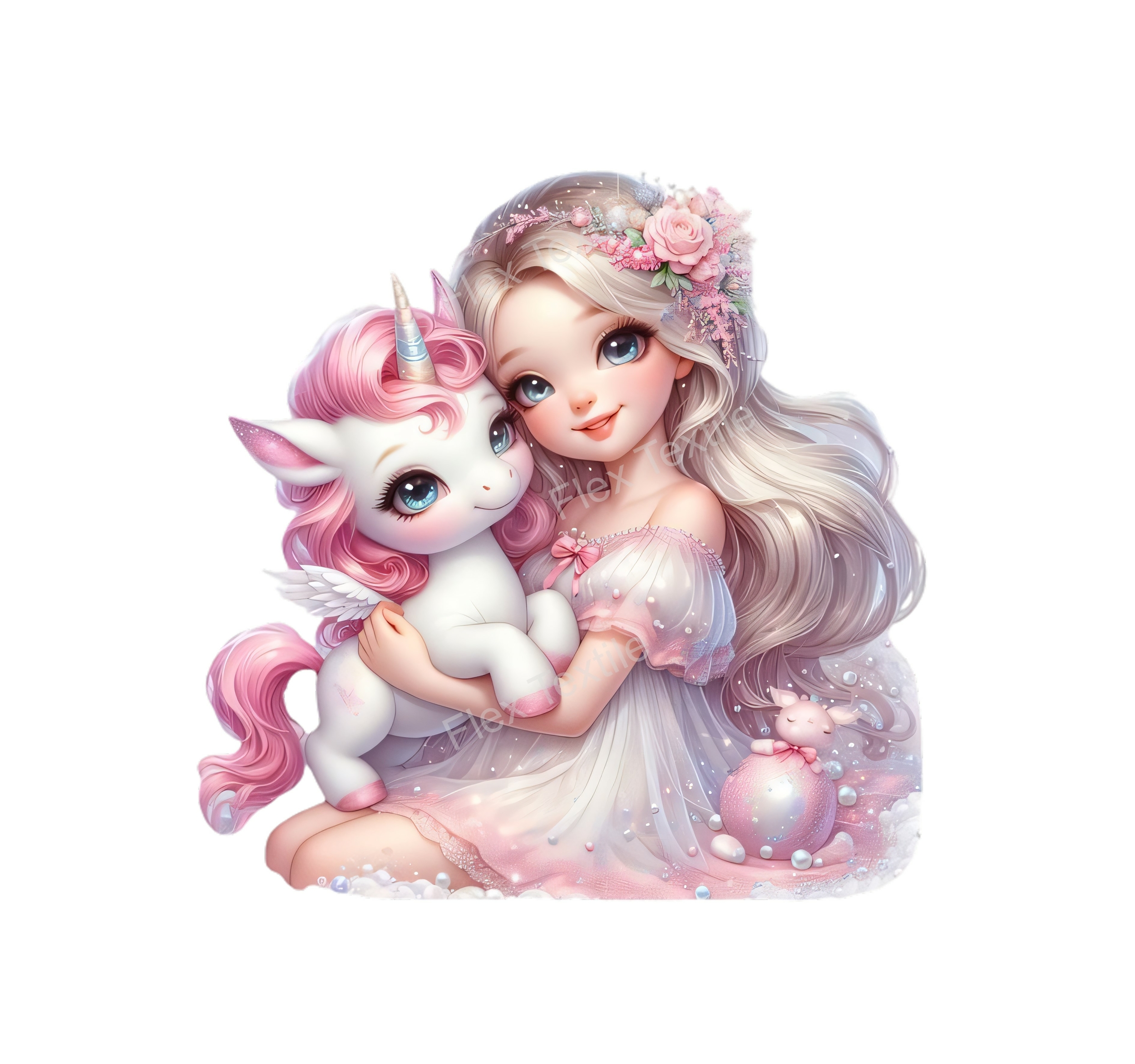 Girly Blonde Licorne transfert thermocollant impression dtf flex textile