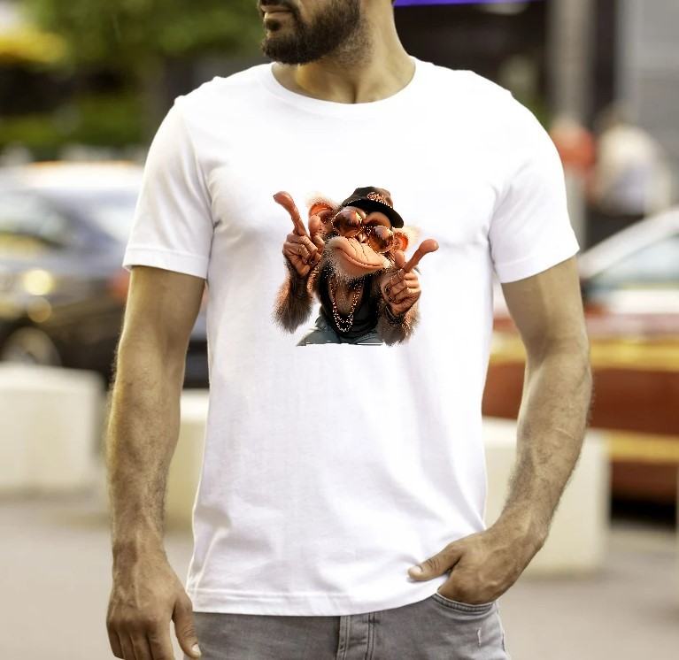 Monkey Casquette Lunettes Transfert thermocollant impression dtf flex textile t-shirt homme femme enfant sweat top débardeur