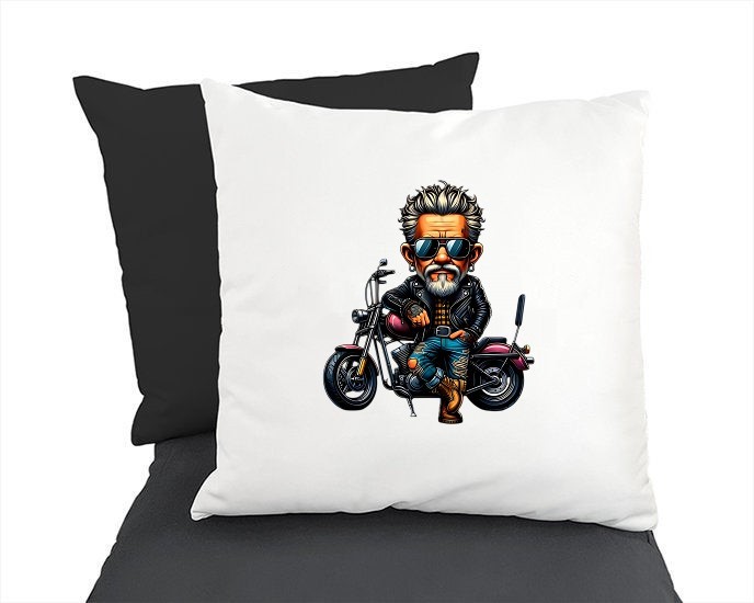 Homme Lunettes Moto transfert thermocollant impression dtf flex textile coussin oreiller accessoire déco