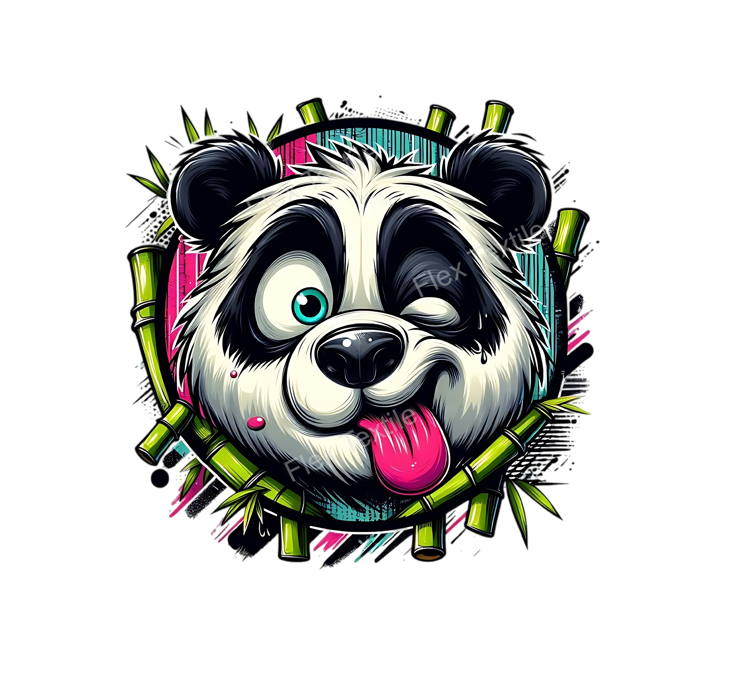 Tête Panda Grimace Transfert thermocollant impression dtf flex textile
